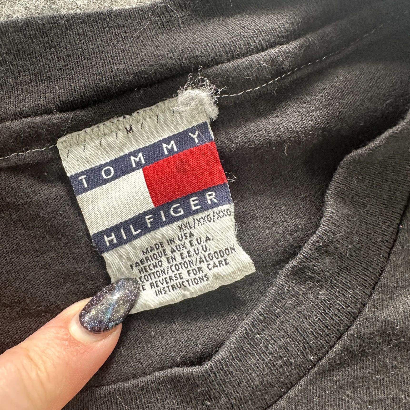 Tommy Hilfiger VINTAGE Tommy Hilfiger T-Shirt Men XL Black Logo Graphic 90s Made in USA Size US XL / EU 56 / 4 - 6 Thumbnail