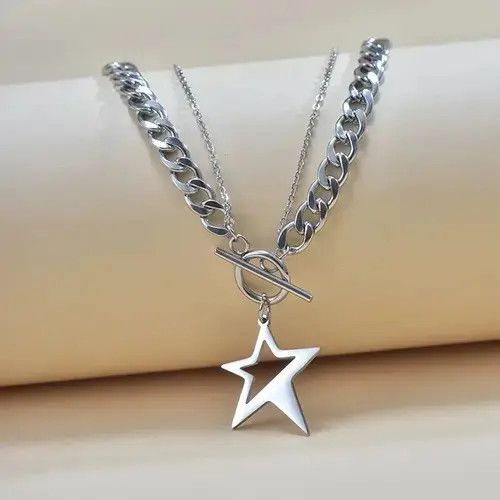 Jewelry Hip Hop Star Necklace in Silver, Women's