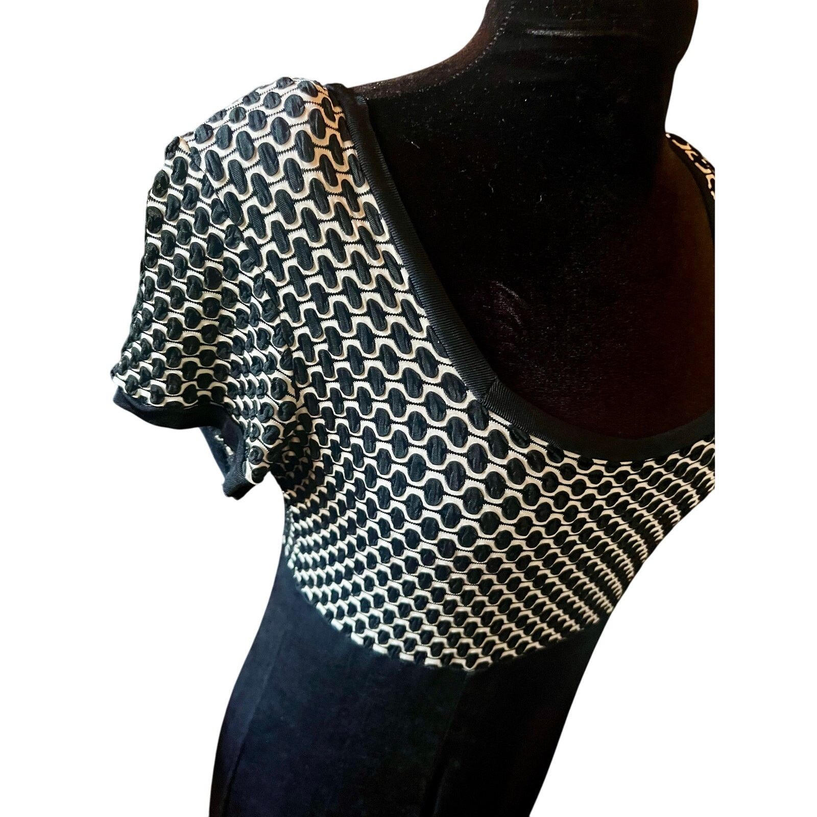 Vintage Vintage 80s Citi Black White Empire Maxi Dress Med Large Size M / US 6-8 / IT 42-44 - 4 Thumbnail