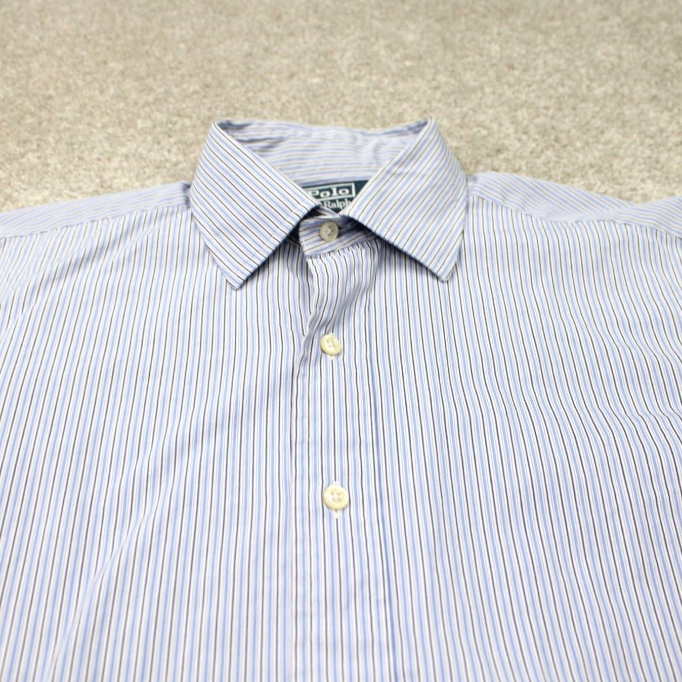 Polo Ralph Lauren Polo Ralph Lauren Dress Shirt Mens 15 1/2 34/35 Blue Curham Cotton L/S Button-Down Shirt Size 42R - 5 Thumbnail