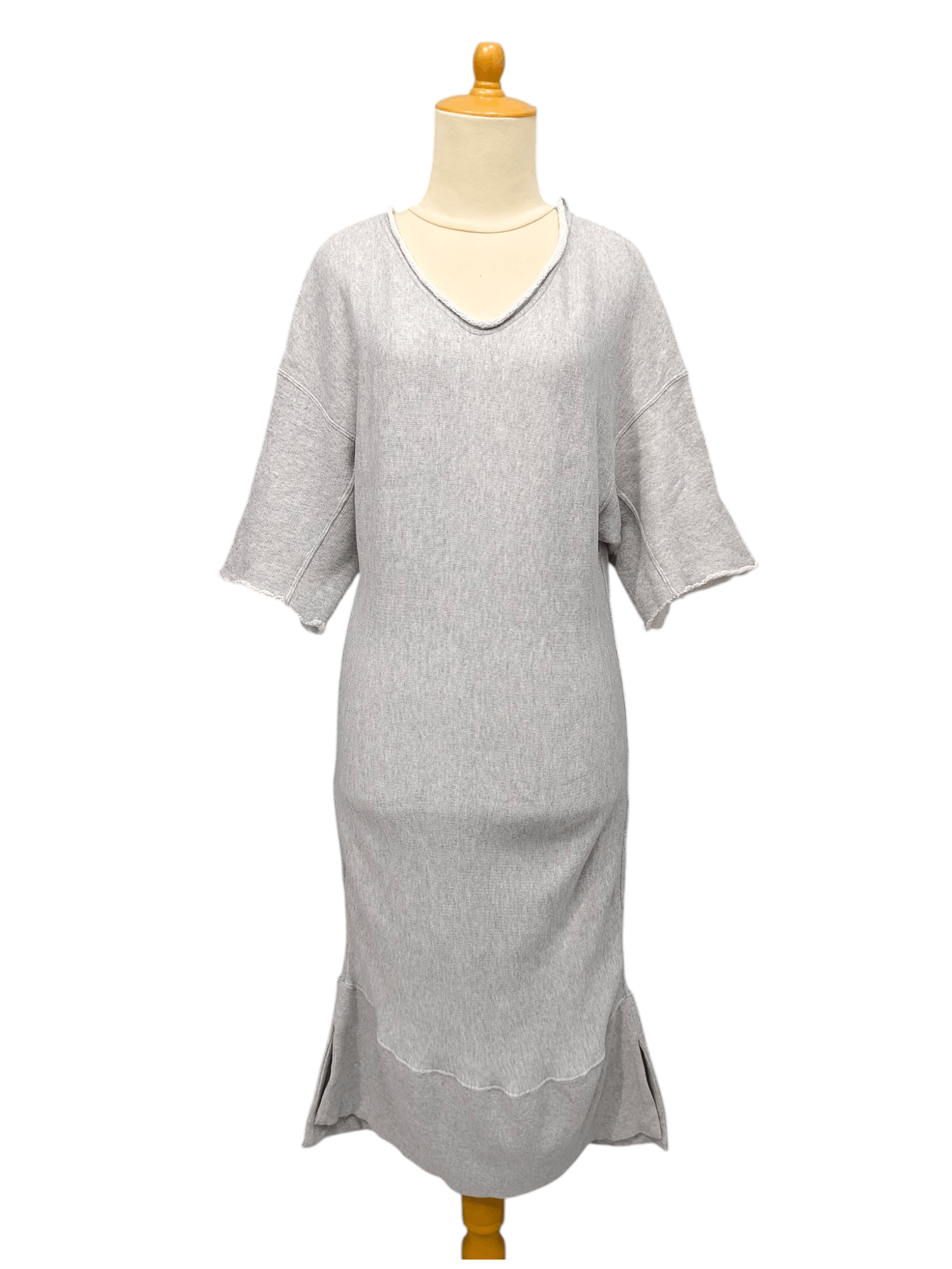Ron Herman RHC Ron Herman- Minimalist Raw Edge V-Neck Sweat Midi Dress Size M / US 6-8 / IT 42-44 - 1 Thumbnail