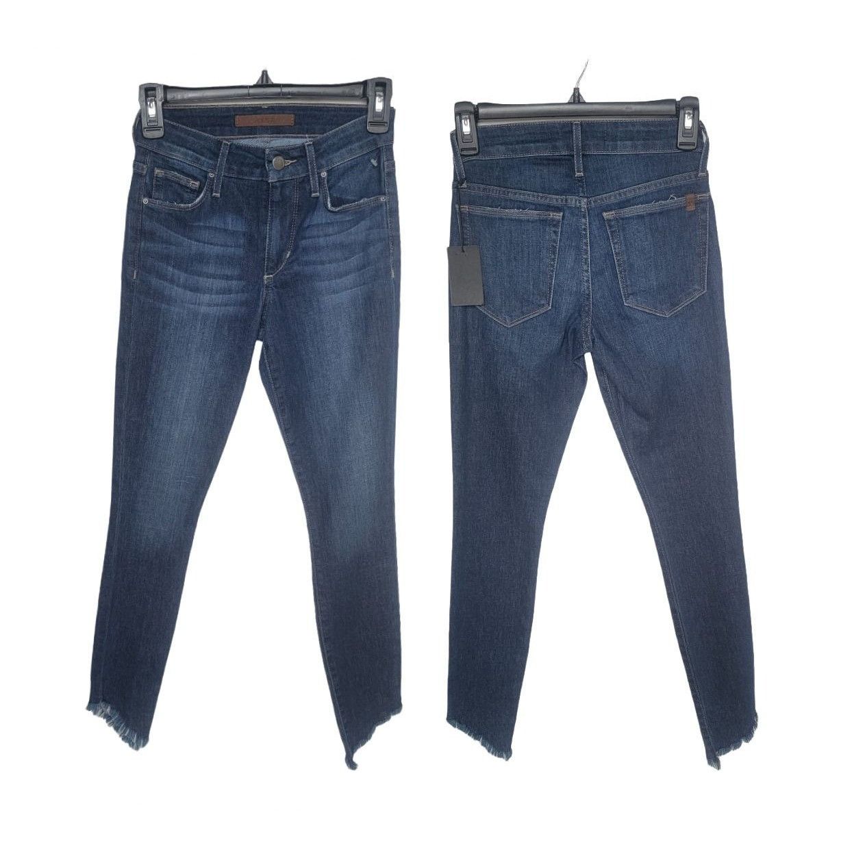 Joe's ❤️Joe's High Rise Skinny Ankle Jeans Dark Wash Diagonal Fray Size 40" / US 18 - 2 Thumbnail