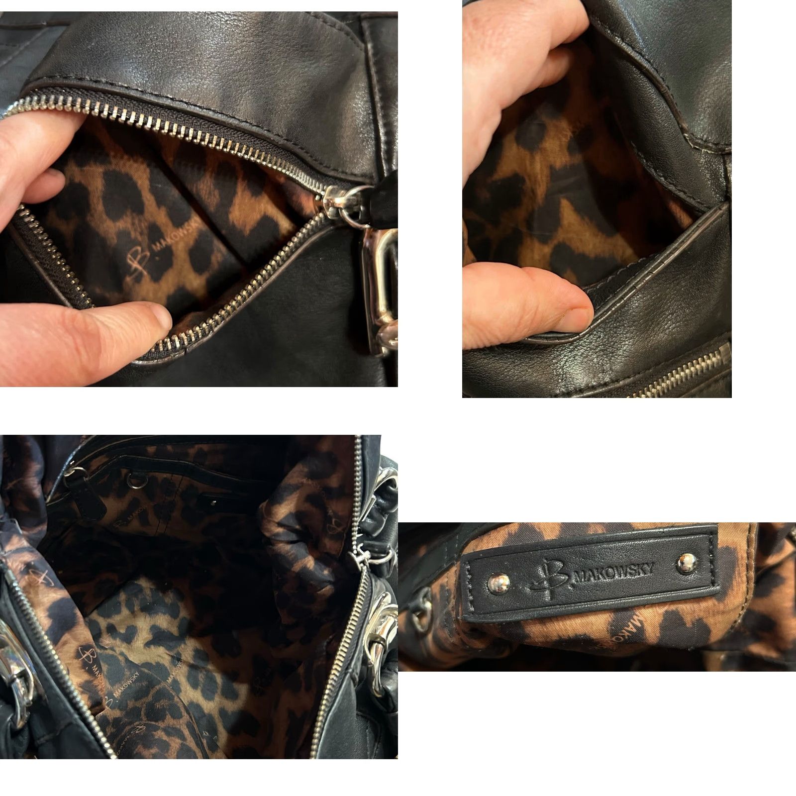Vintage B. Makowsky Black Leather Shoulder Handbag Women Purse Read Hobo Tote Bag Womens Medium Black Leather Hobo Bag Ladies Vintage No Size ONE SIZE - 11 Thumbnail