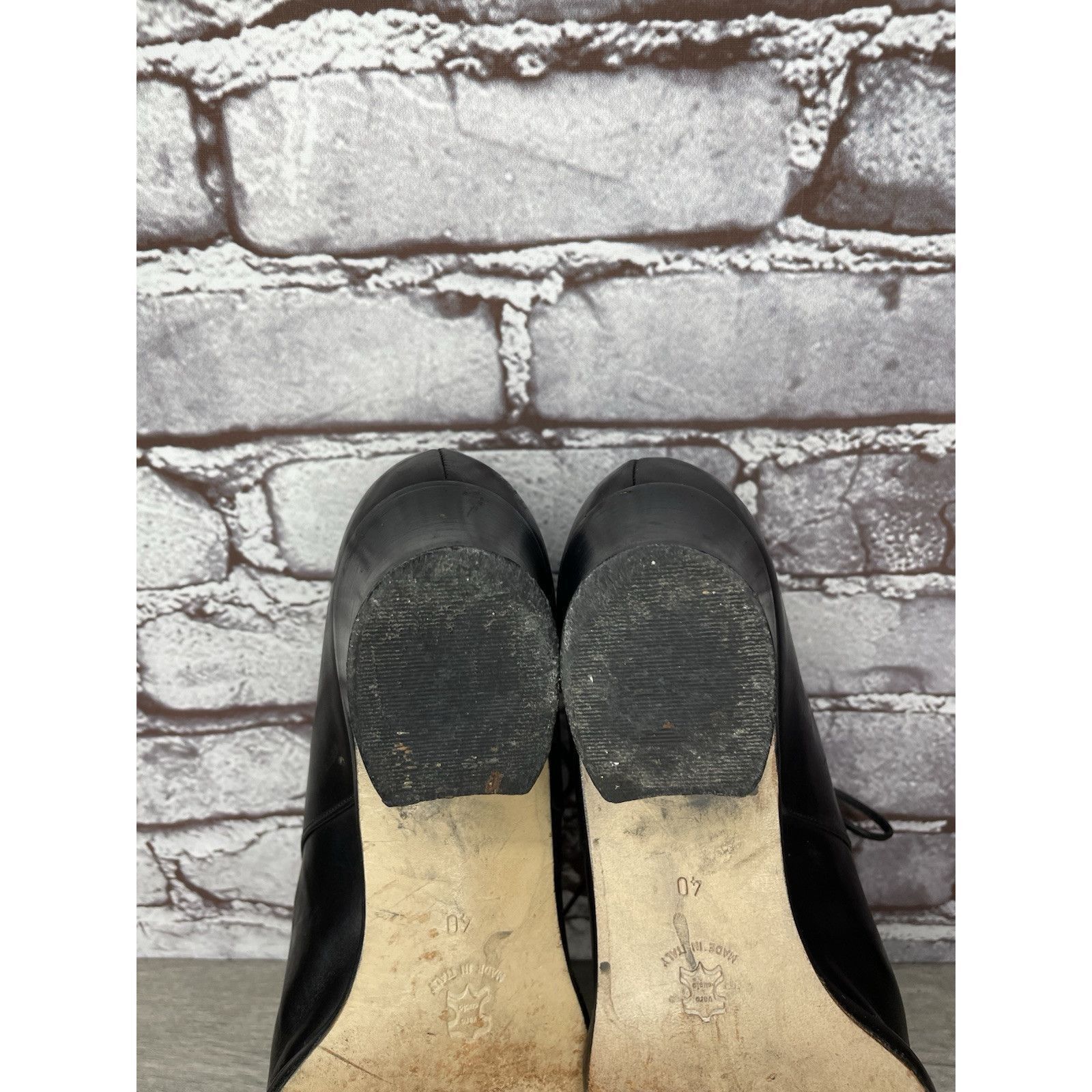 Other Donn Adriana Black Leather Lace Up Oxford Heel Shoes Women S Size US 9.5 / IT 39.5 - 10 Thumbnail