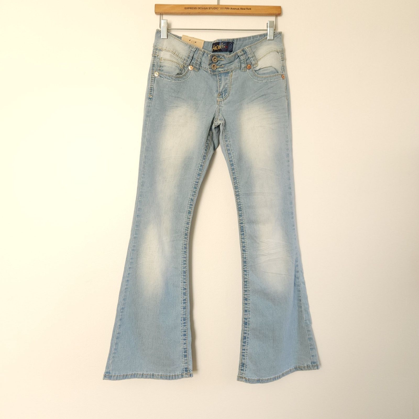 Other Y2K Deadstock Low Rise Flare Angels Light Wash Jeans 7 Size 30" / US 8 / IT 44 - 2 Thumbnail