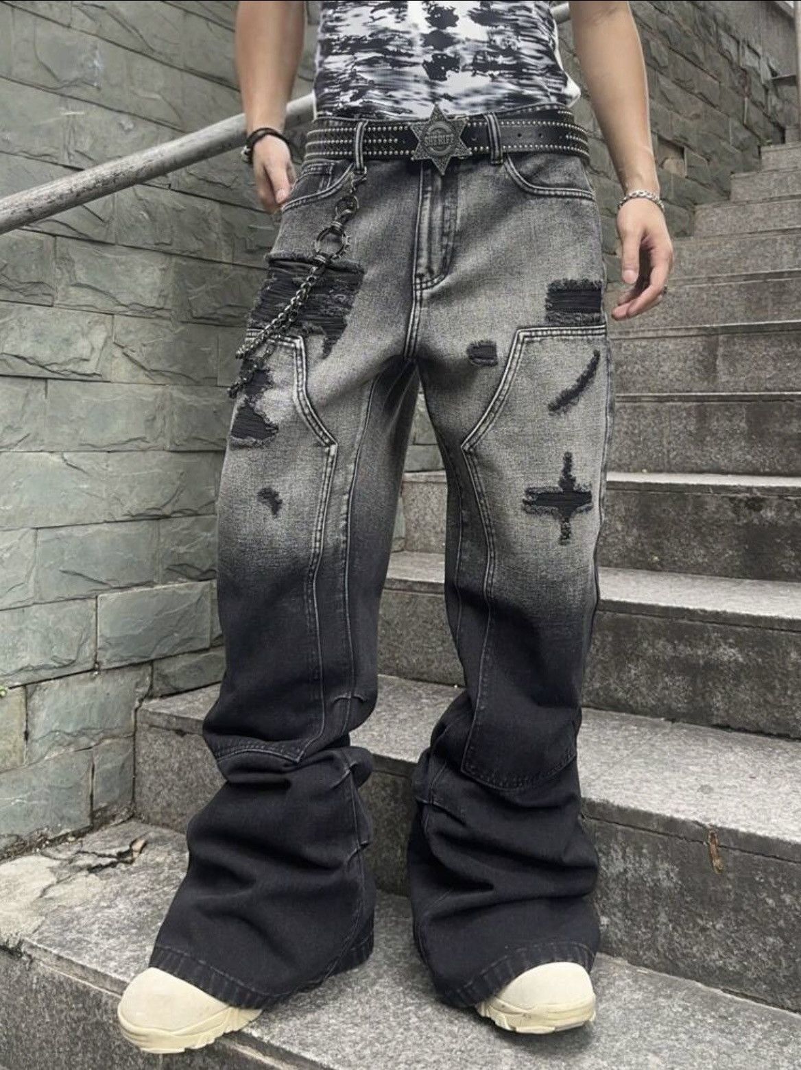 Other Y2k ripped baggy flared jeans Size US 34 / EU 50 - 4 Thumbnail