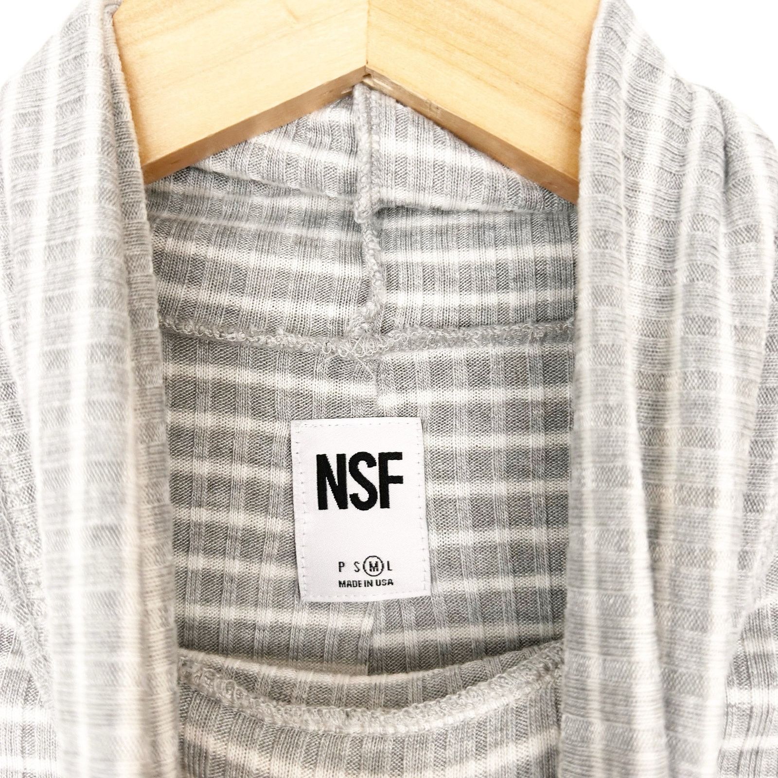 NSF NSF Jacqui Gray White Striped Raw Hem Turtleneck Sz M Size M / US 6-8 / IT 42-44 - 3 Thumbnail