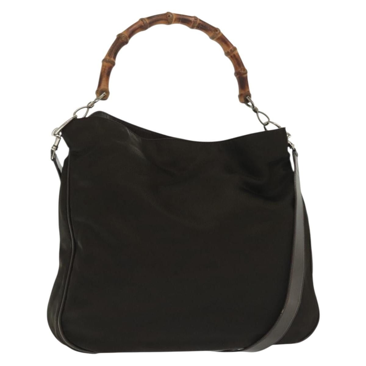 Gucci GUCCI Bamboo Hand Bag Nylon Brown Silver 001 2113 001 2113 Size ONE SIZE - 1 Thumbnail
