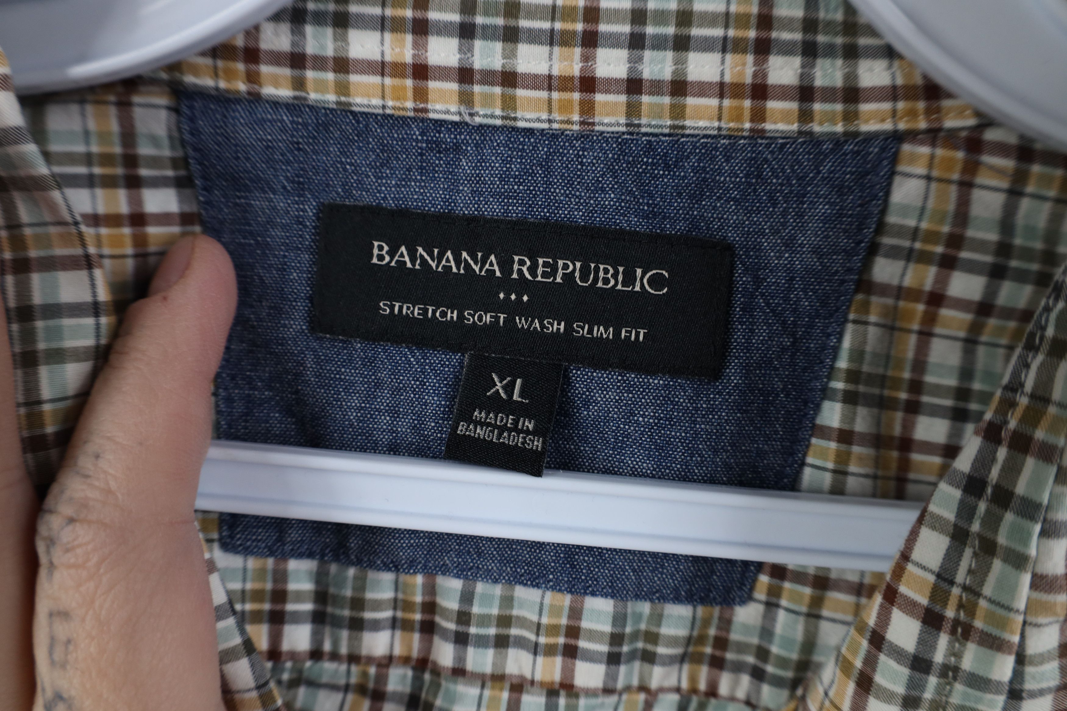 Banana Republic Banana Republic Wash Slim Fit Button Shirt Earth Tone Plaid Size US XL / EU 56 / 4 - 7 Thumbnail
