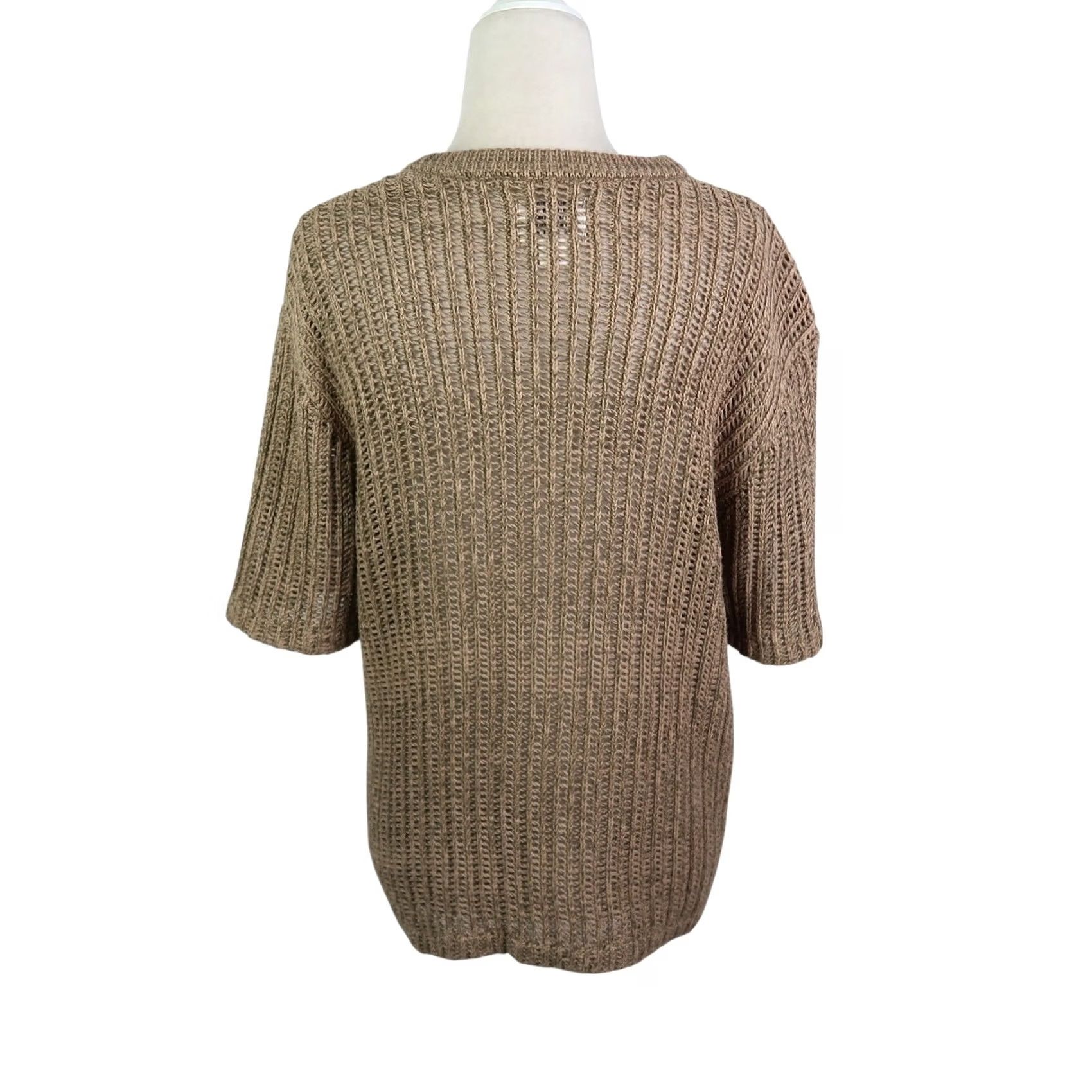 Bdg BDG Urban Outfitters Brown Crochet Knit Short Sleeve Sweater Top S Size S / US 4 / IT 40 - 4 Thumbnail