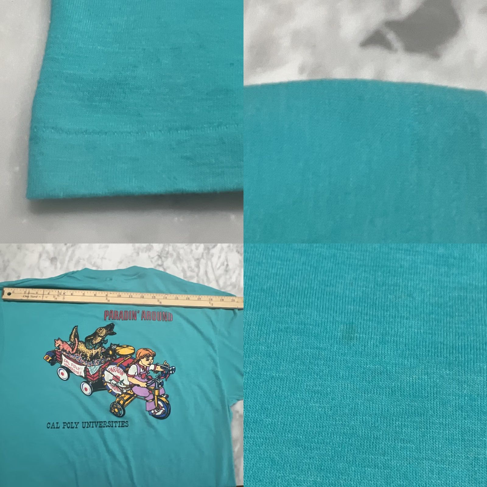 Hanes VINTAGE Cal Poly Rose Float Parade Club T Shirt XL Single Stitch Blue USA Shirt Mens Size US XL / EU 56 / 4 - 8 Thumbnail