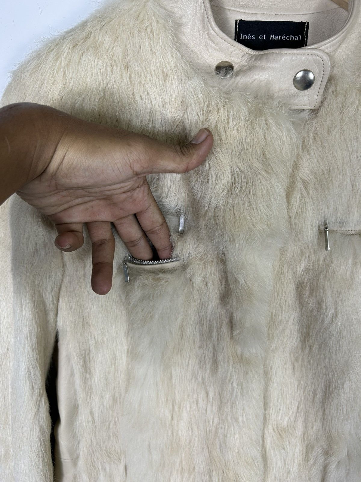 Sagafurs 🔥 Ines Et Marechal Rabbit Fur Real Leather Long Jacket Size S / US 4 / IT 40 - 7 Thumbnail