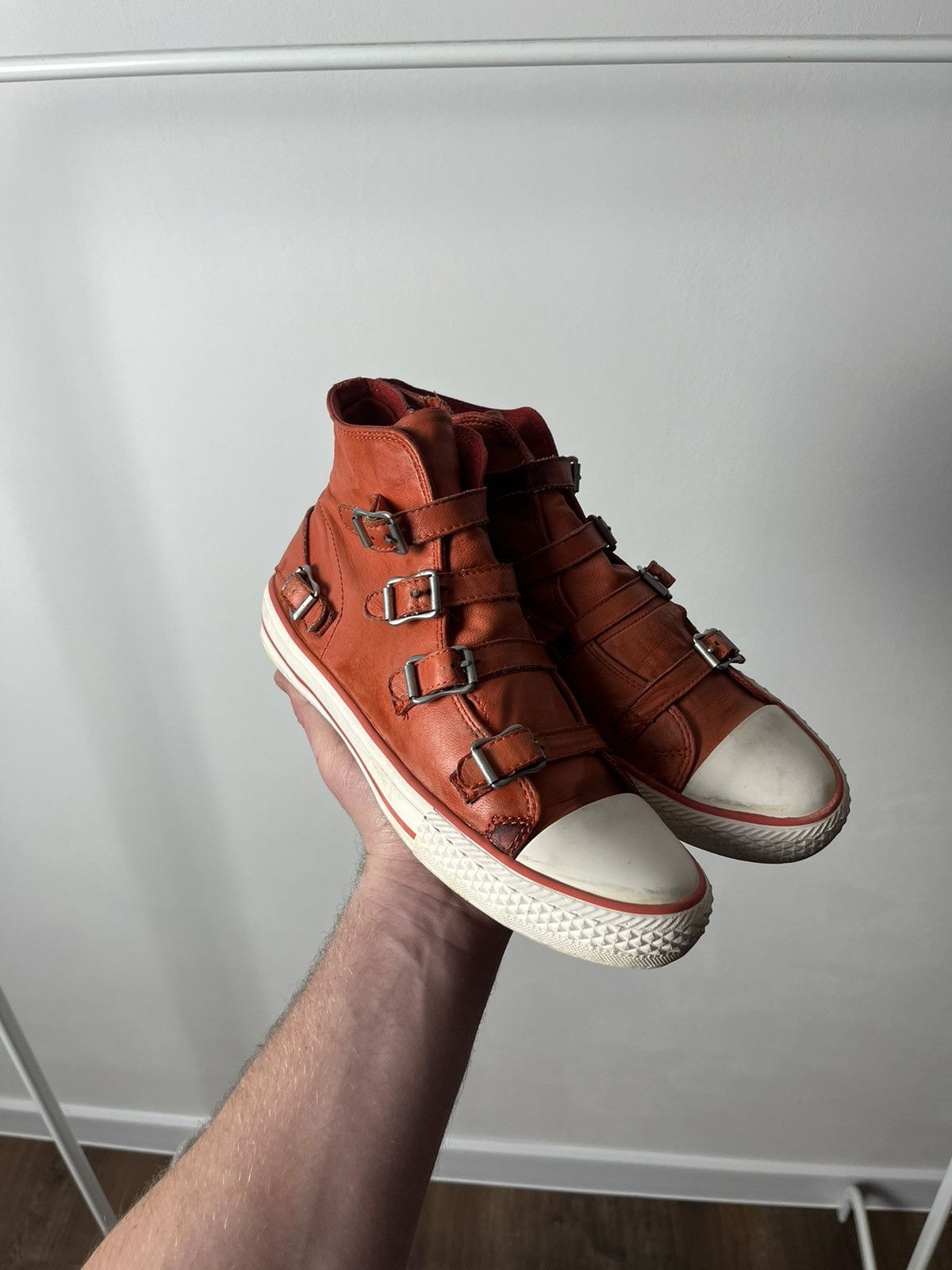 ASH Vintage Ash Punk Faded Leather Hi-Top Strap Sneakers Size US 9 / IT 39 - 1 Thumbnail
