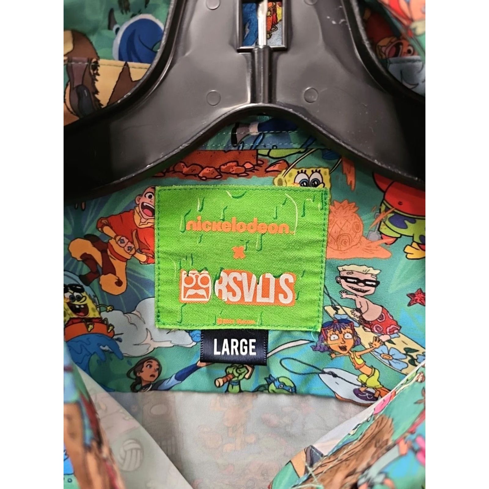 Nickelodeon RSVLTS Nickelodeon Kunuflex Button-Down Short Sleeve Shirt Mens Large Light Blue Multicolor Graphic Print 90s Cosplay Retro Size US L / EU 52-54 / 3 - 4 Thumbnail