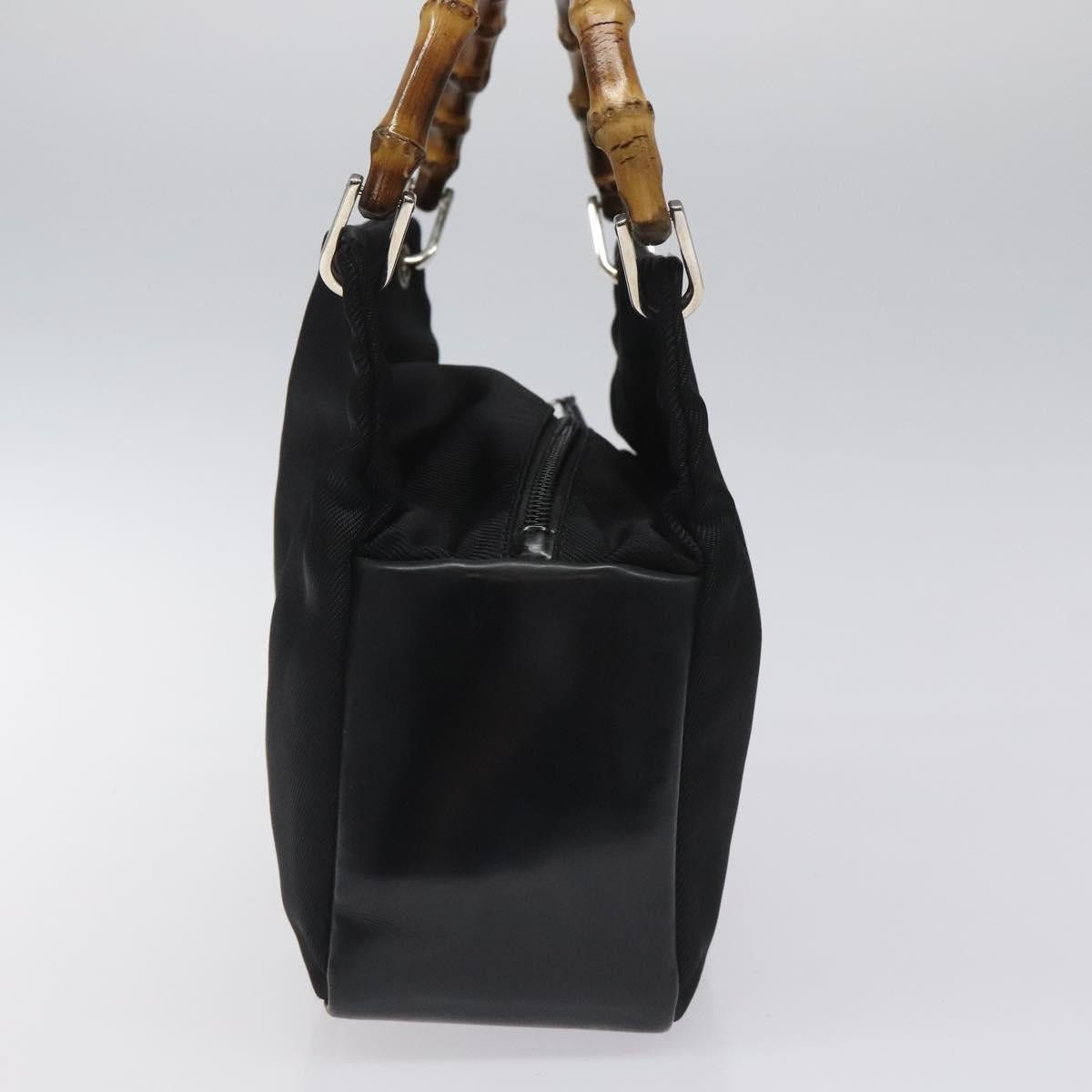 GUCCI Bamboo Hand Bag Nylon Black Silver 000 2865 000 2865