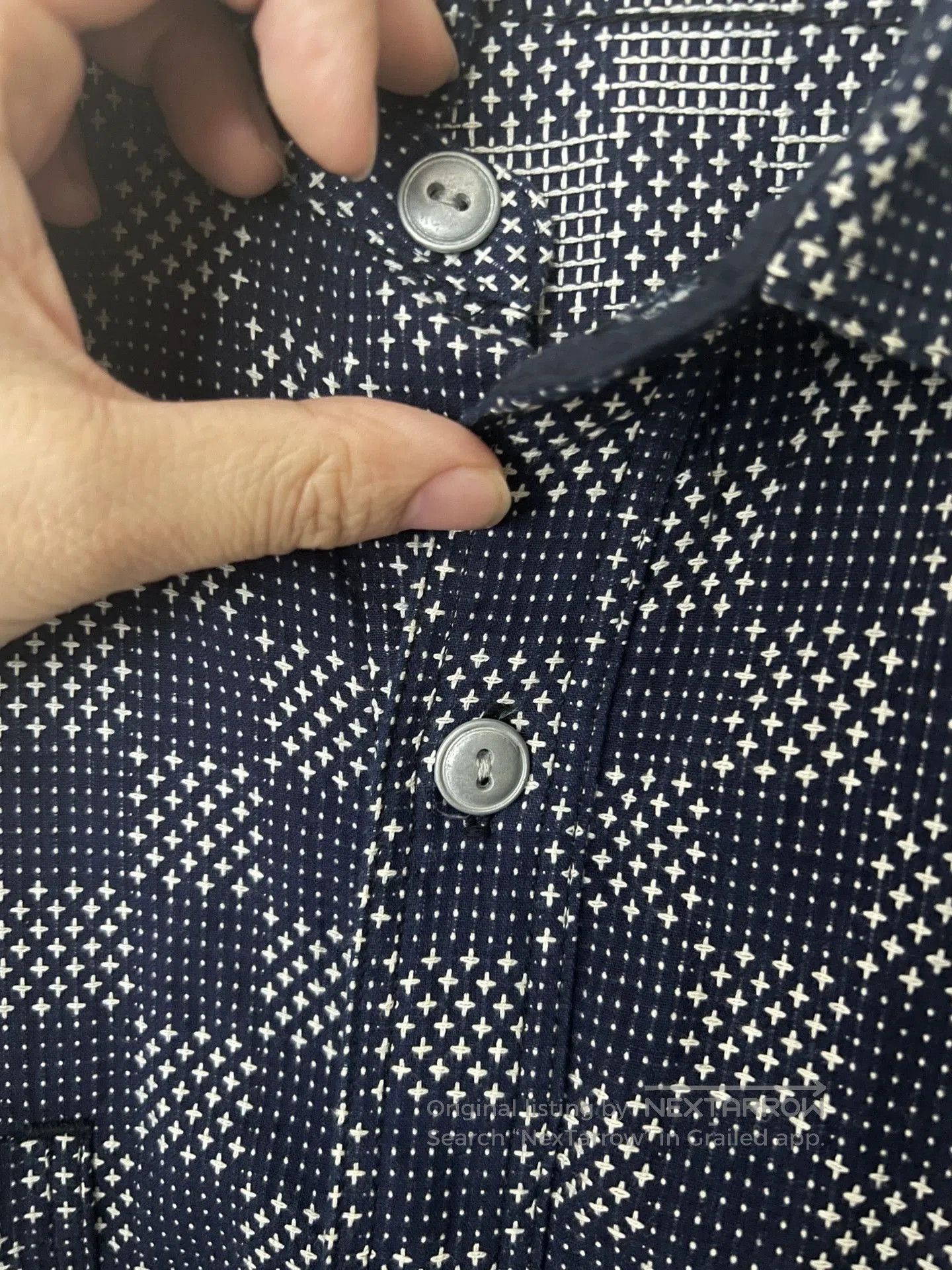 Samurai Jeans Samurai Jeans Indigo Sashiko Short Sleeve Shirt. Size US M / EU 48-50 / 2 - 8 Thumbnail