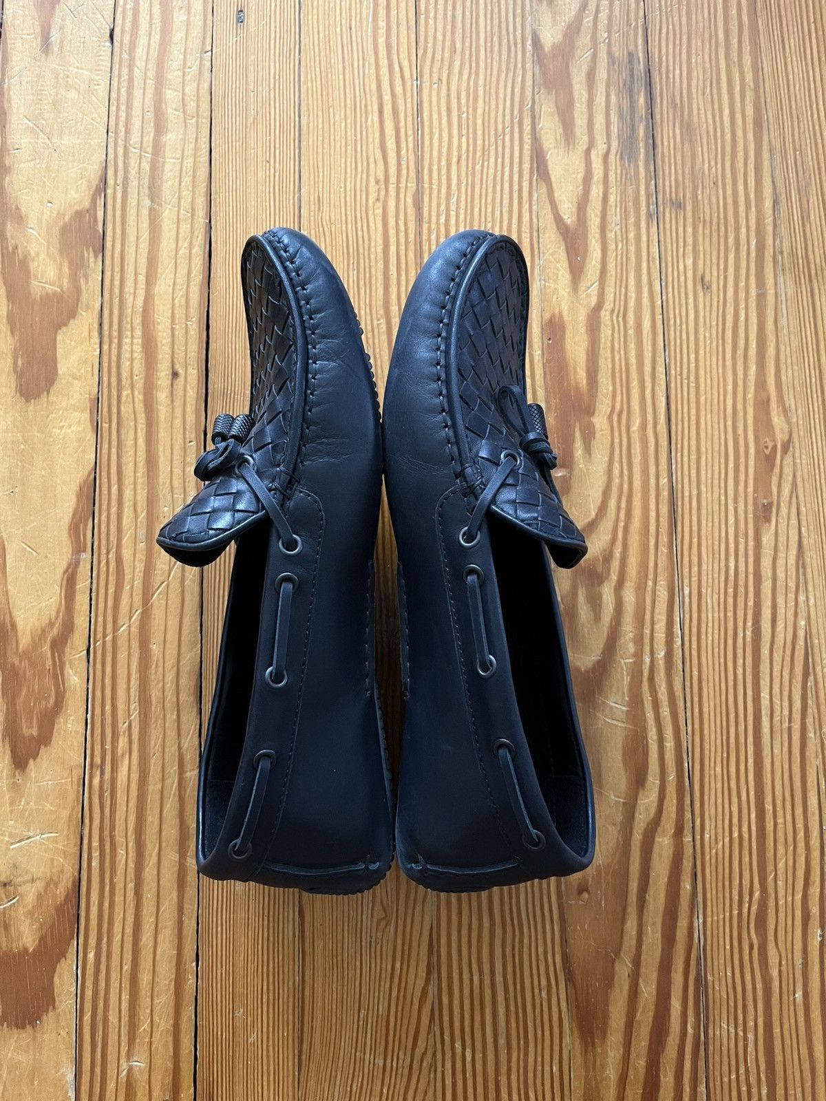 Bottega Veneta Bottega Veneta Intrecciato Woven Boat Driving Loafer Navy Size US 8.5 / EU 41-42 - 4 Thumbnail