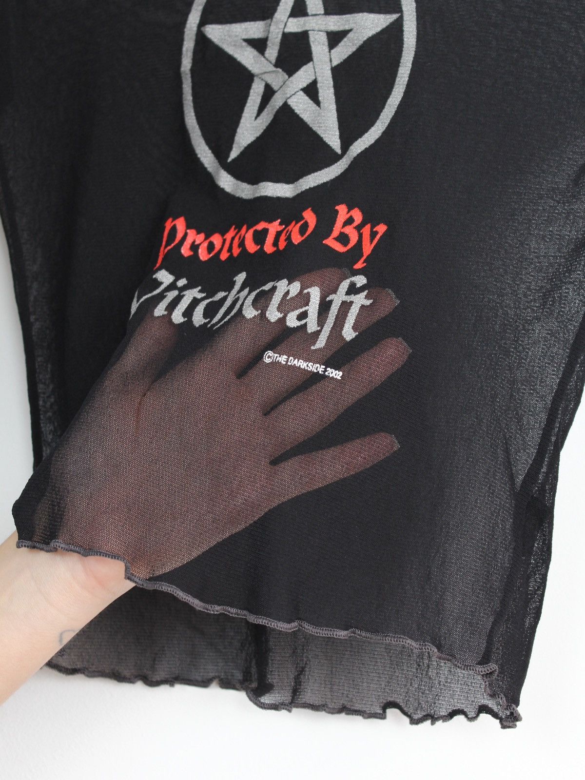 Band Tees × Japanese Brand × Vintage 2002 Protected By Witchcraft Vintage Pentagram Mesh Top Size ONE SIZE - 4 Thumbnail