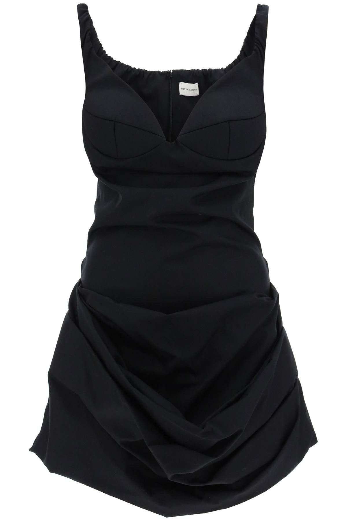 image of Magda Butrym Draped Poplin Mini Dress in Black, Women's (Size Medium)