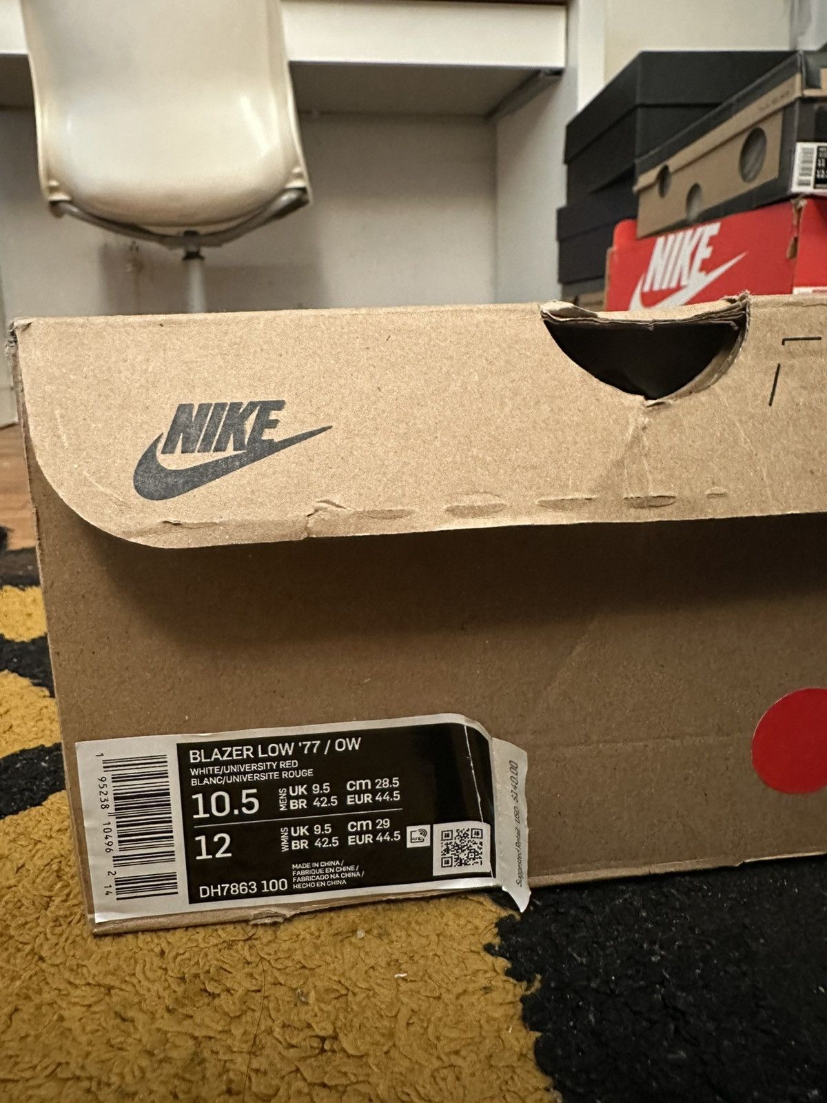 Nike × Off-White Off-White x Blazer Low ‘White University Red’ Size US 10.5 / EU 43-44 - 12 Thumbnail