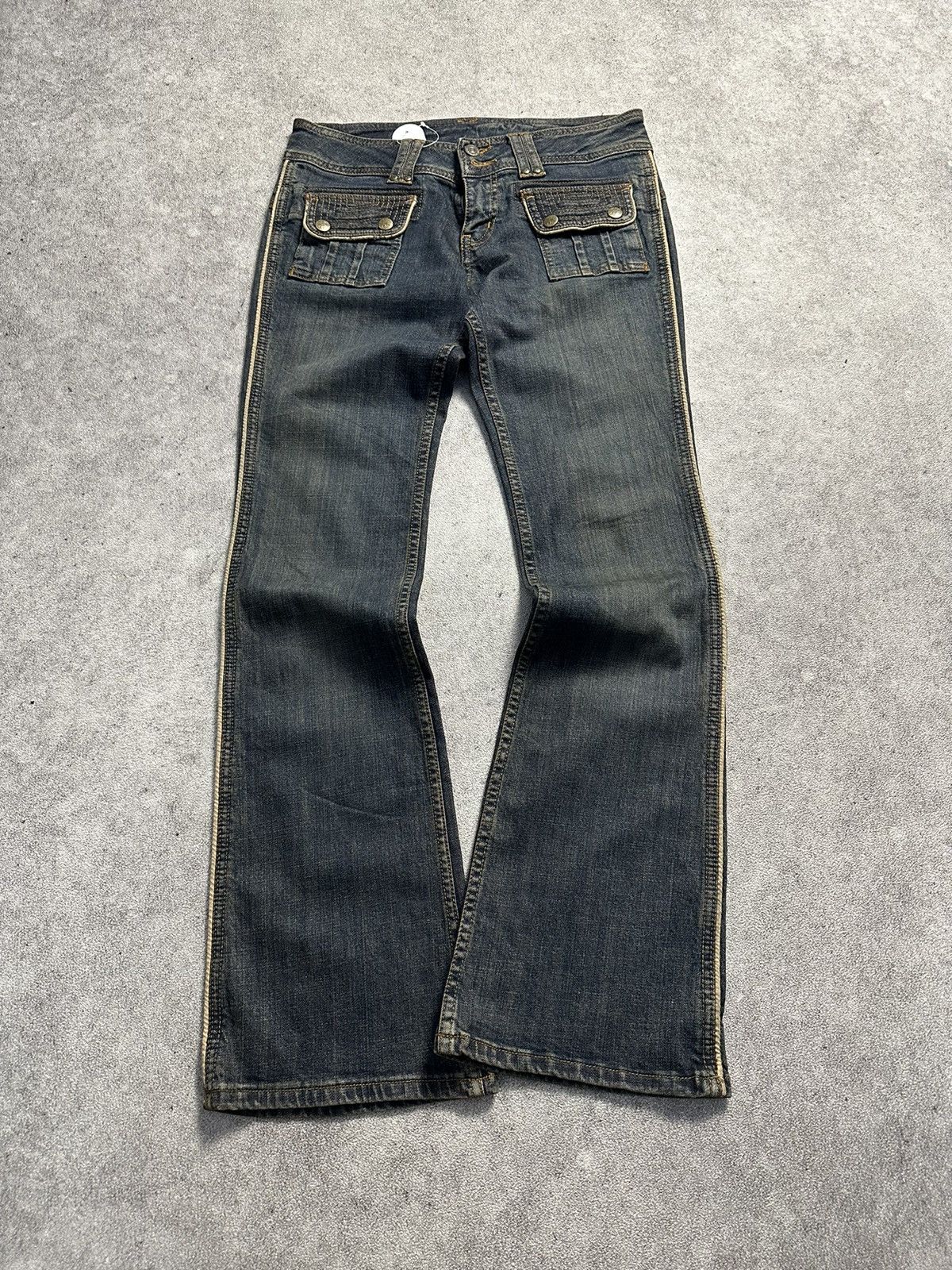 Tornado Mart 90s Multipocket Flared Mud Wash Low Rise Denim Jeans Size US 29 - 1 Thumbnail