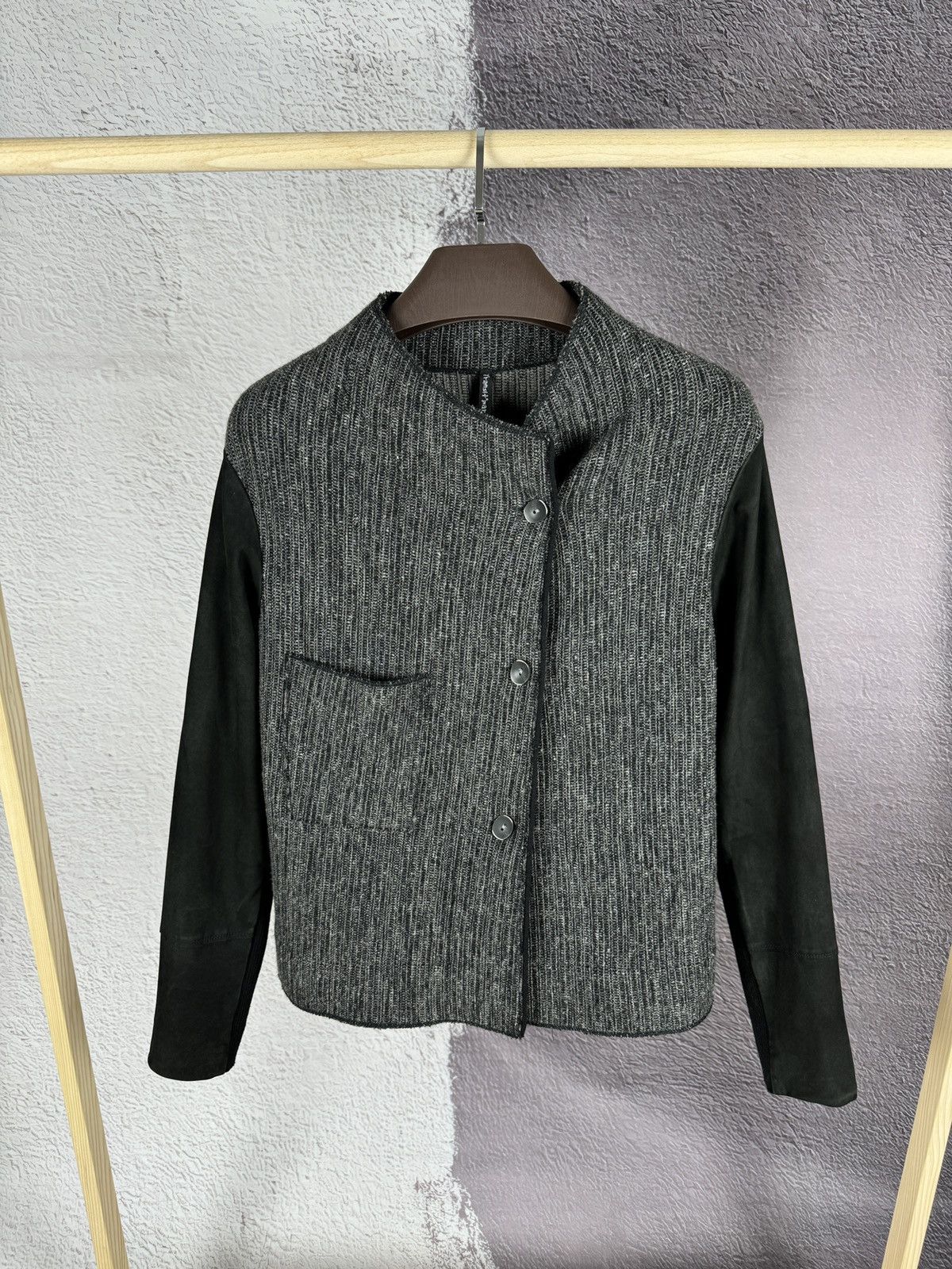 Transit × Transit Uomo Transit Par Such wool linen jacket with leather sleeve Size M / US 6-8 / IT 42-44 - 1 Thumbnail