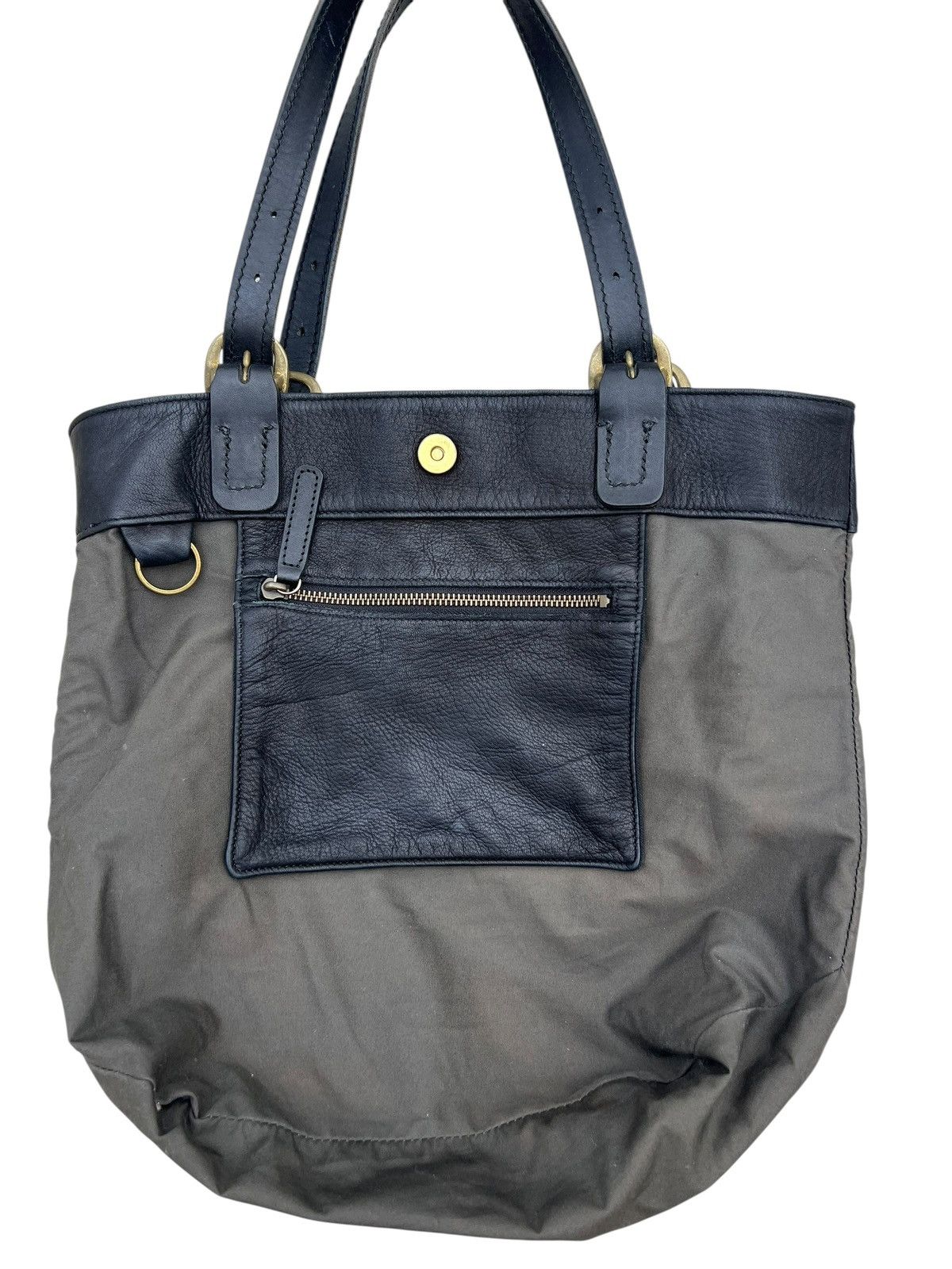 Leather Slow Motion Japan Patina Black Leather Tote Bag Size ONE SIZE - 23 Thumbnail