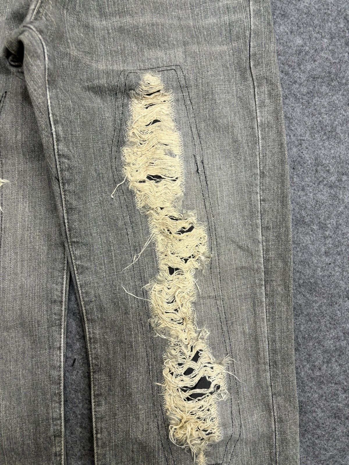 Designer 💥Insane 90s Jean💥LIFE PLUS MUSIC Japan Distressed Denim F550 Size US 31 - 6 Thumbnail