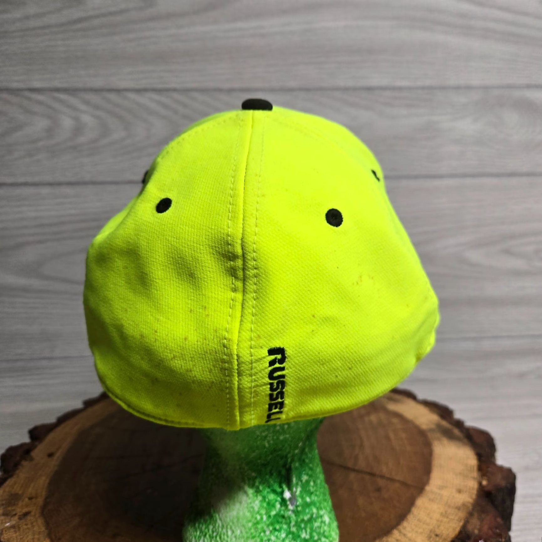 Vintage Russell Hat Baseball Cap Flexfit L/X Unisex Adults Hi-Vis Yellow Neon Reflective Safety Workwear Size ONE SIZE - 3 Thumbnail