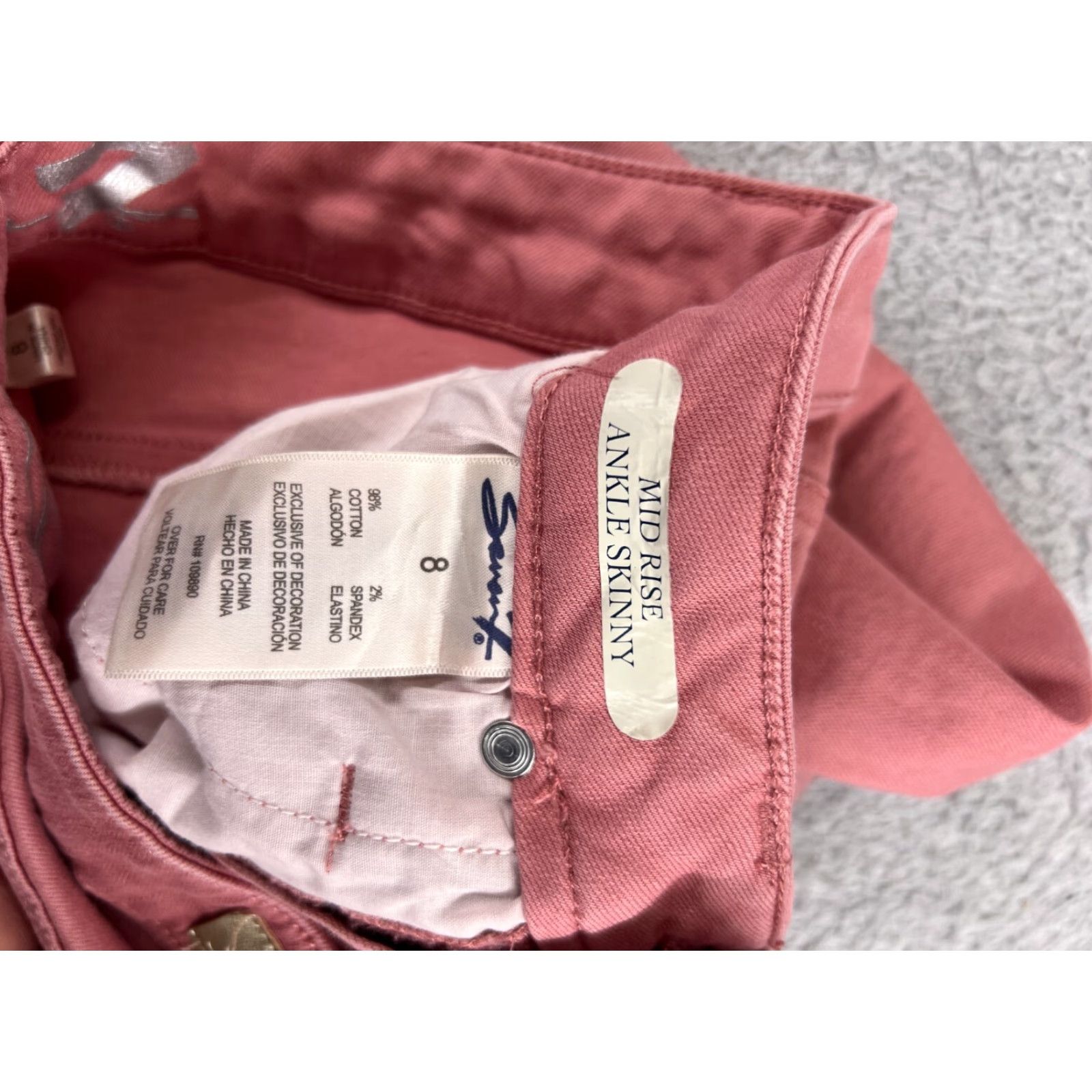 Vintage Seven7 Jeans Women Mid Rise Pink Denim 8 Regular Straight Tapered Cropped Cotton Stretch 5-Pocket Womens Jeans Size 30" / US 8 / IT 44 - 4 Thumbnail