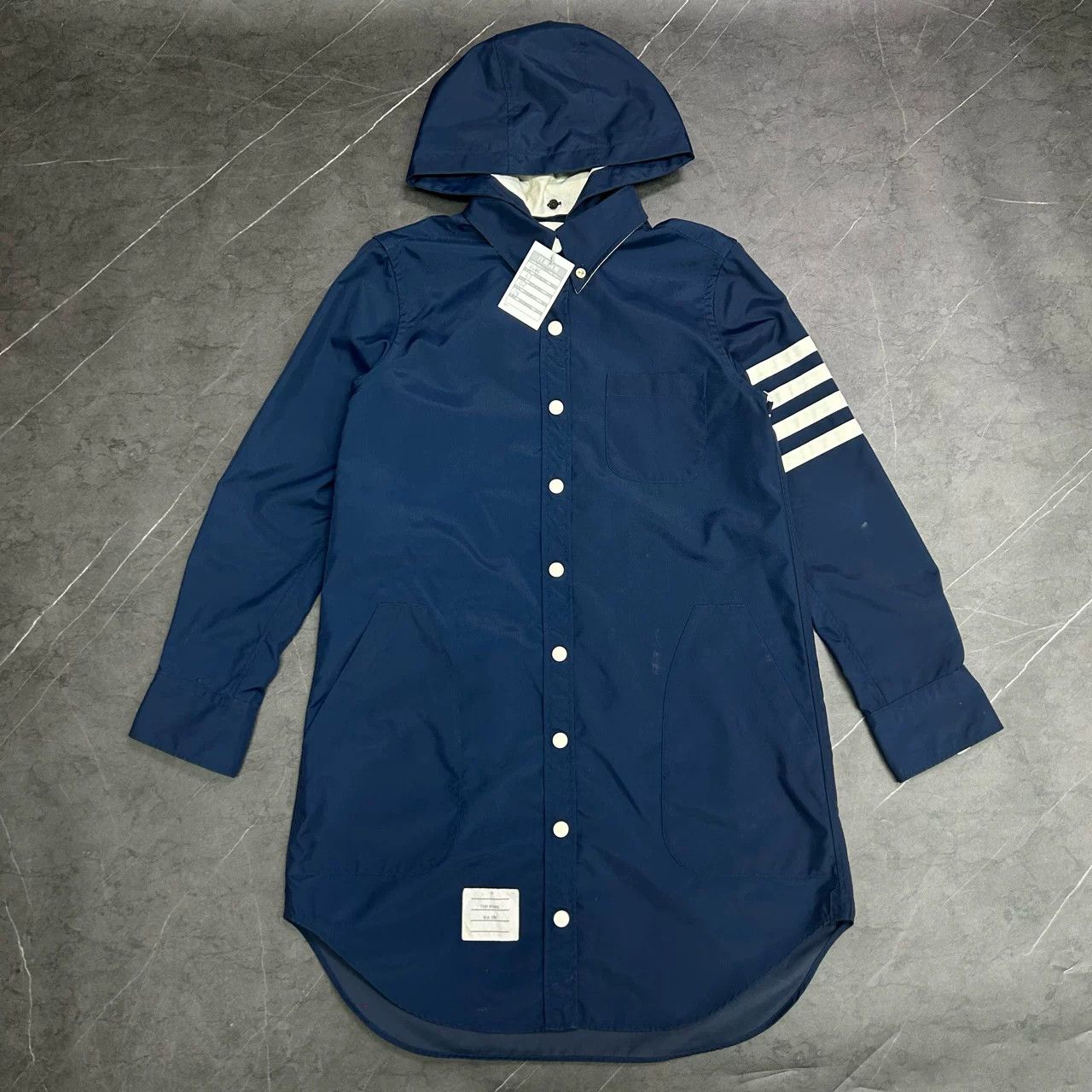 Thom Browne Thom Browne Navy Long Trench Coat 40 Size US XXS / EU 40 - 1 Thumbnail