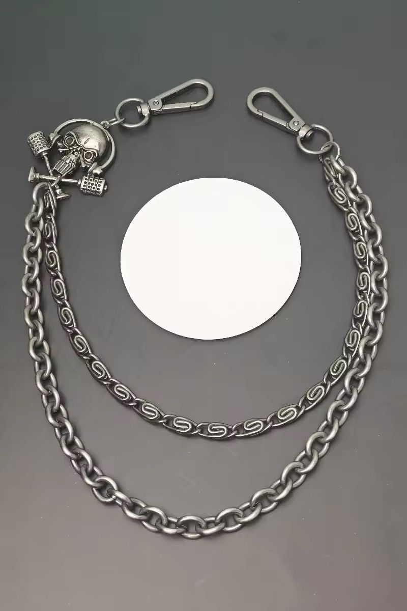 Jewelry Retro Skull Silvery Bilayer Body Pant Waist Chain Size ONE SIZE - 8 Thumbnail