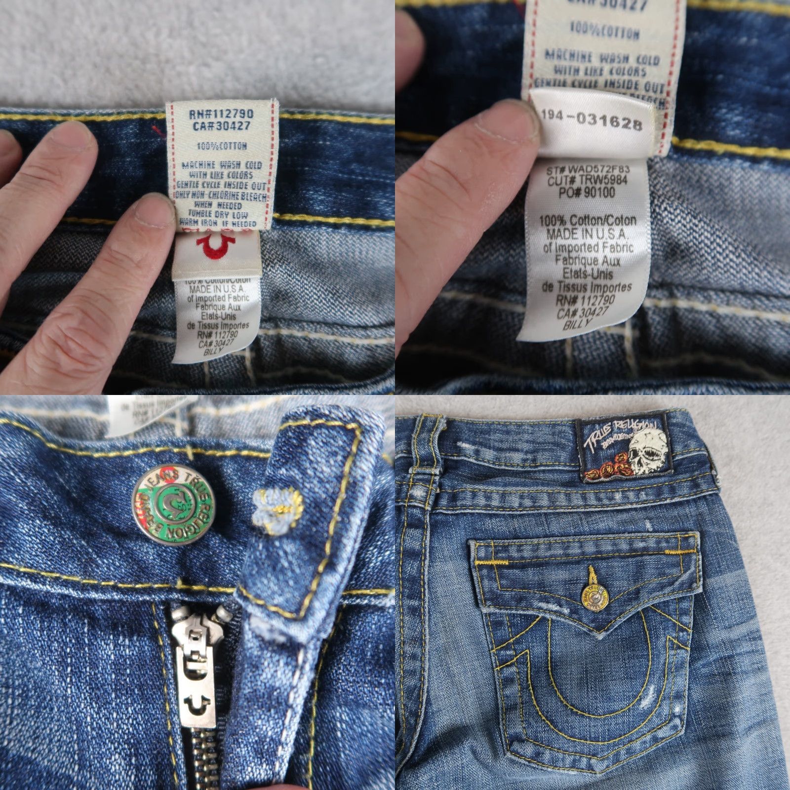 True Religion True Religion Billy Jeans Womens Size 30 Straight Leg Low Rise Flap Size 30" / US 8 / IT 44 - 9 Thumbnail