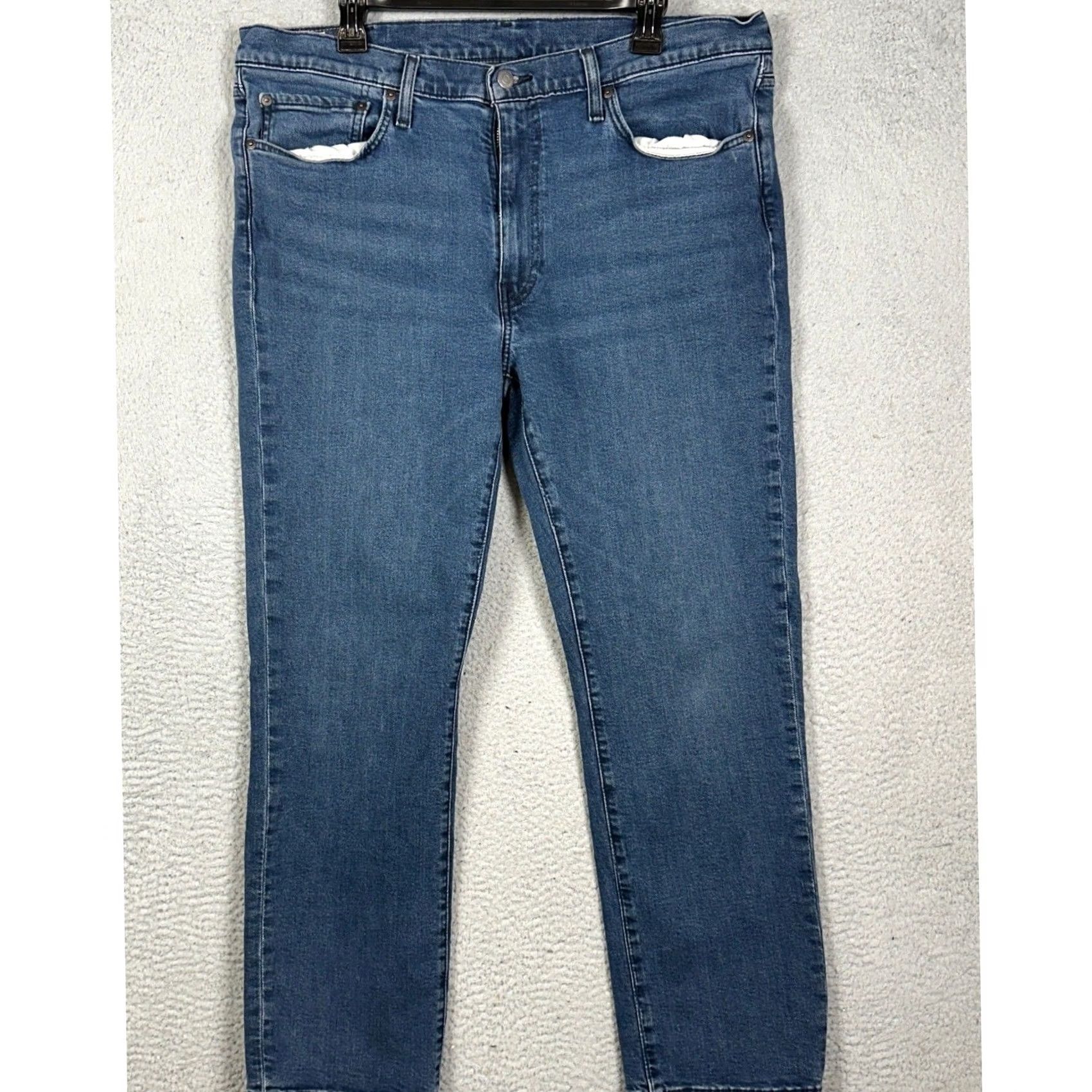Denime Levi's Premium 514 Jeans Mens 38X30 Blue Straight Fit Denim 5-Pocket Prelude Red Tab Distressed MidWash Blue Mens Size US 38 / EU 54 - 2 Thumbnail