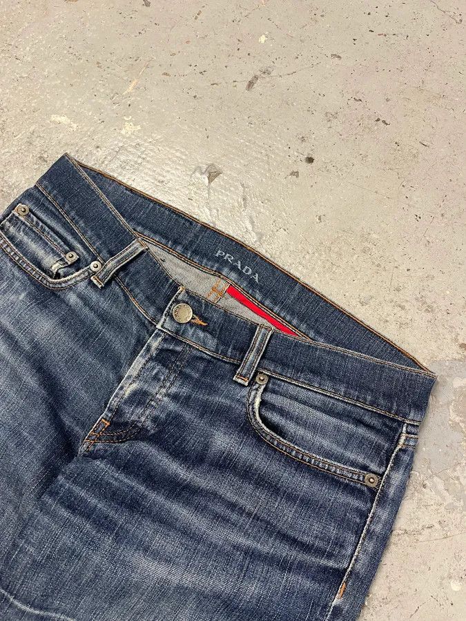 Designer × Prada × Vintage 2000s Prada Blue Faded Denim Jeans Size US 39 - 2 Thumbnail