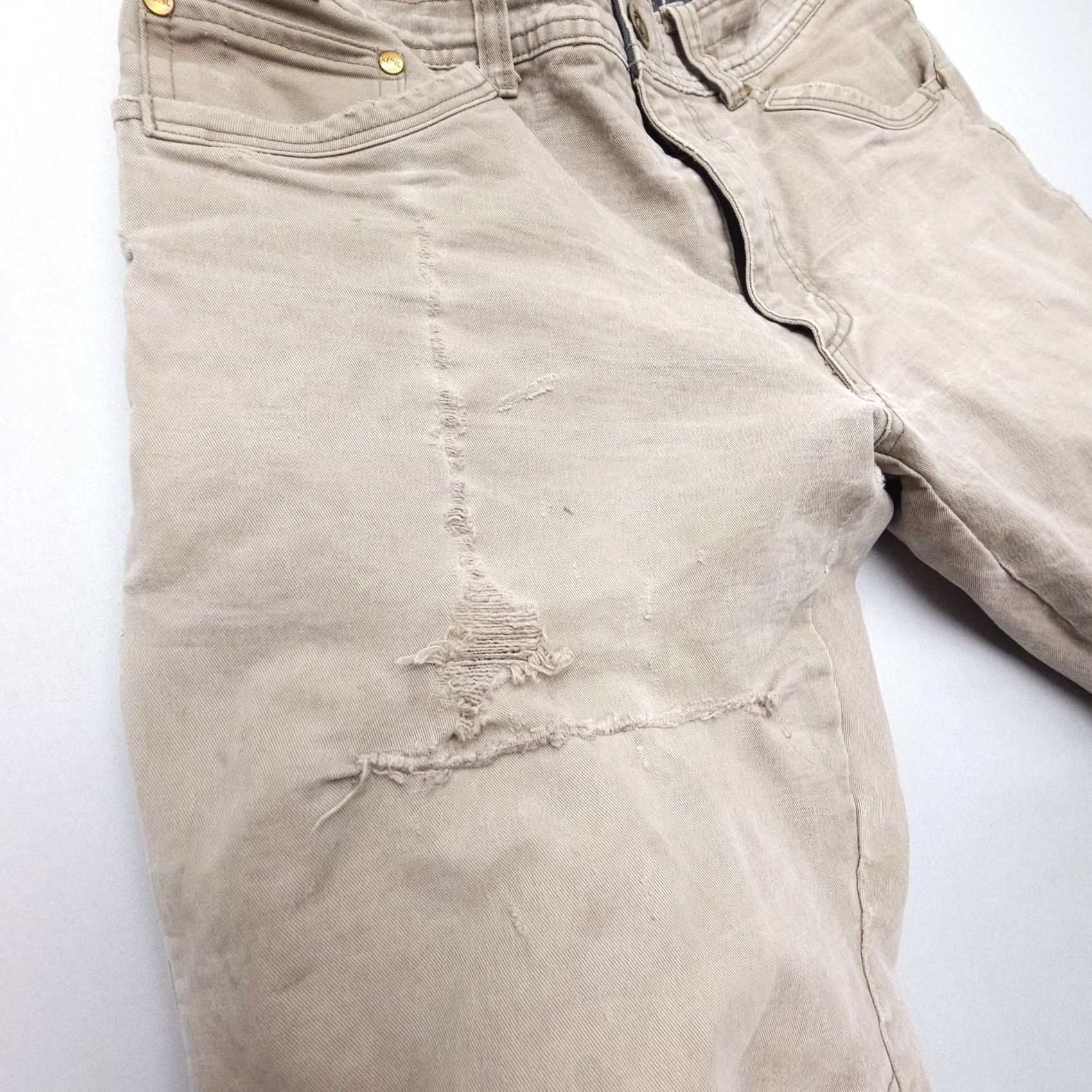 Thrasher Kuhl Rydr Pants Mens 30 x 32 Canvas Distressed Workwear 5-Pocket Denim Beige Color Regular Fit Chaud 90s Theme Mens Size US 30 / EU 46 - 6 Thumbnail