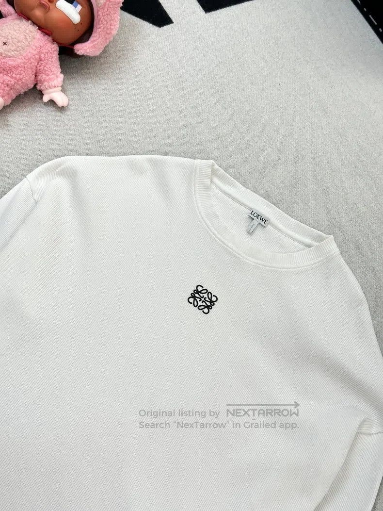 Loewe Loewe White Ribbed Stretch Embroidered Long Sleeve T-Shirt Size S / US 4 / IT 40 - 3 Thumbnail
