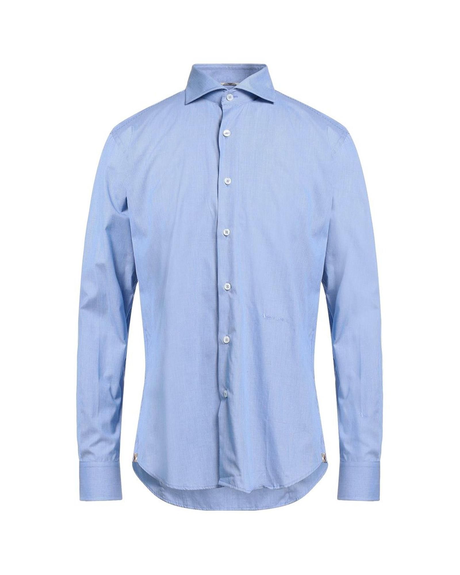 image of Aquascutum Cotton Fil-A-Fil Shirt in Light Blue, Men's (Size 2XL)