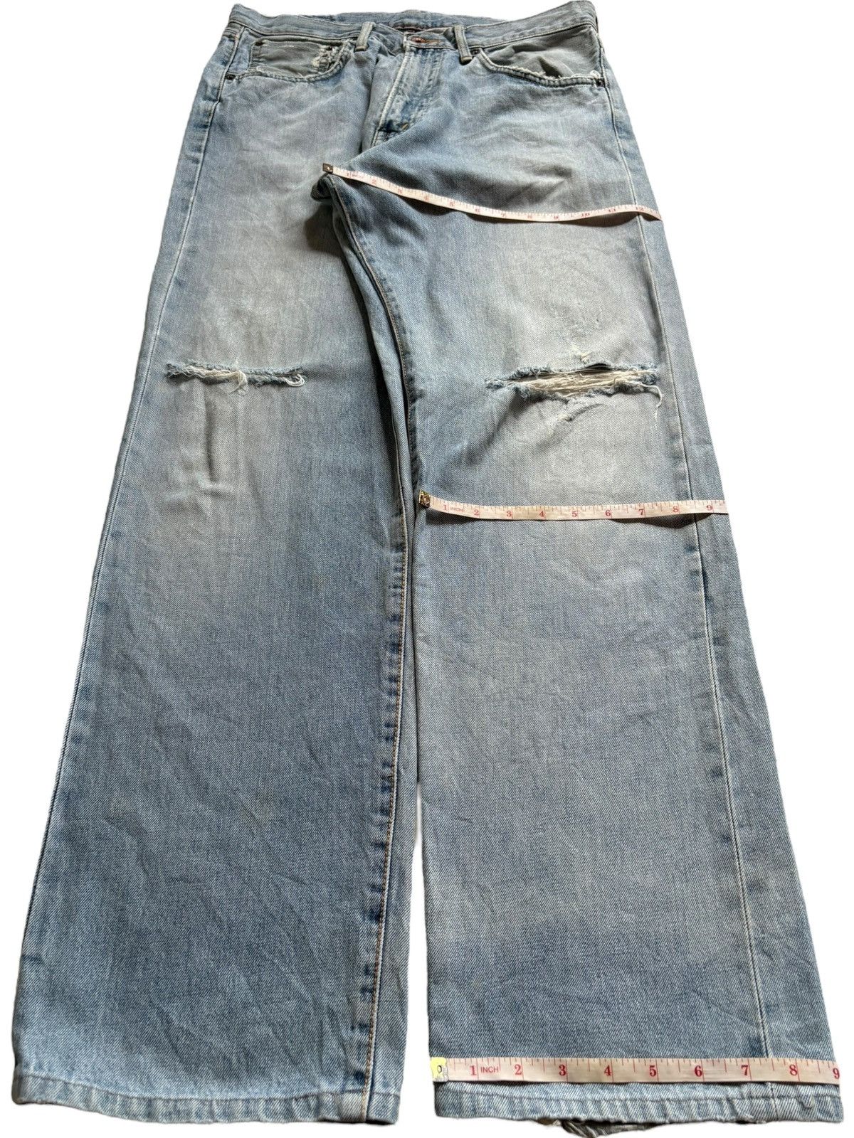 Edwin × Japanese Brand Vintage Edwin 505 X Selvedge Faded Wash Rip Baggy Jeans Size US 32 / EU 48 - 15 Thumbnail