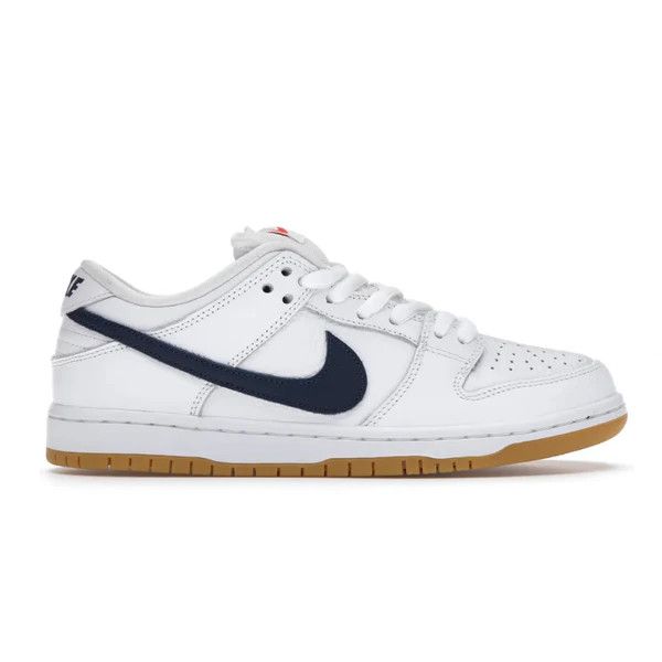 image of Nike Sb Dunk Low Orange Label White Navy Shoes in White/Navy/White, Men's (Size 11)