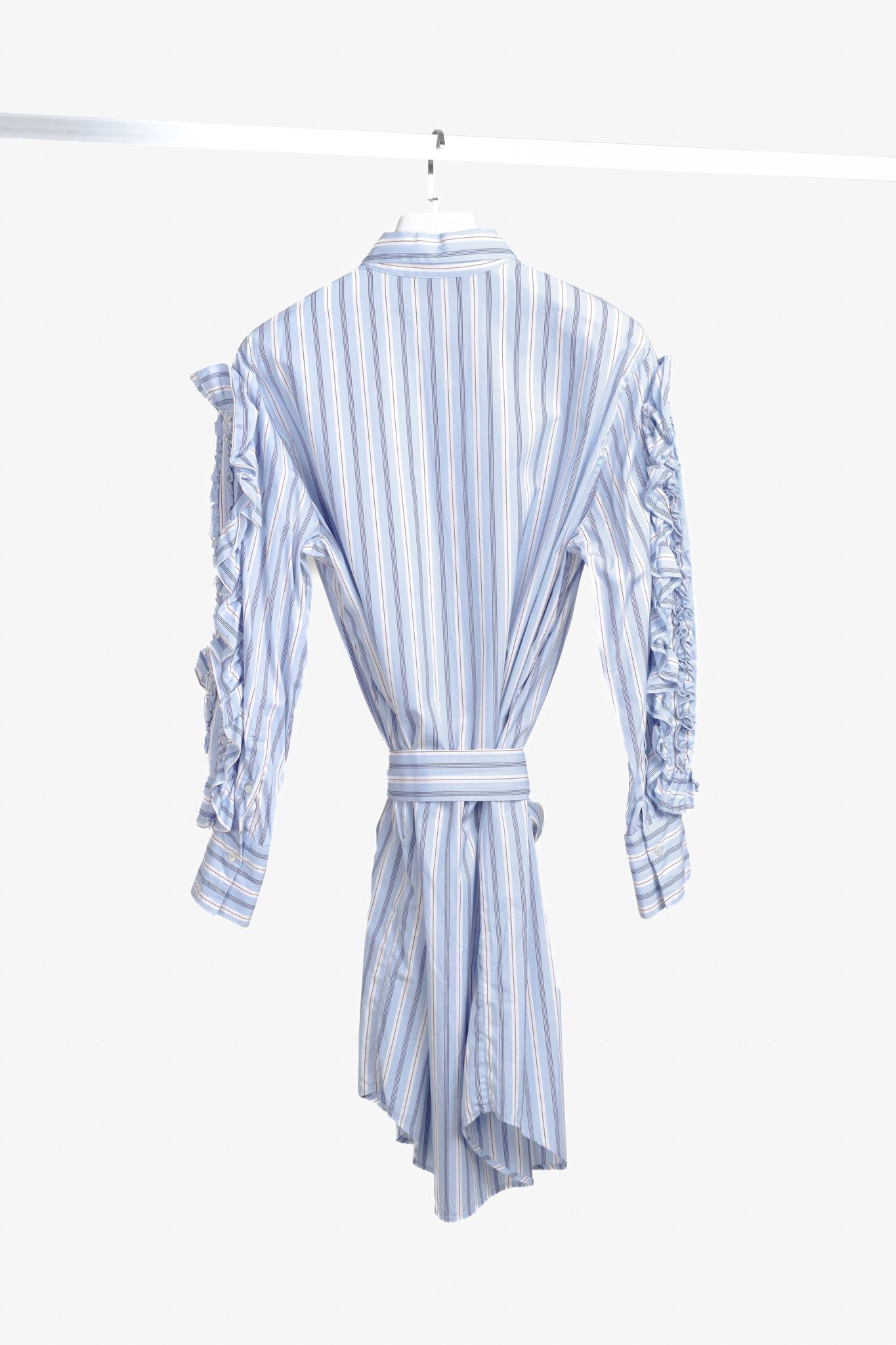 MSGM MSGM Milano Blue Striped Ruffled Arm Shirtdress Size M / US 6-8 / IT 42-44 - 2 Thumbnail