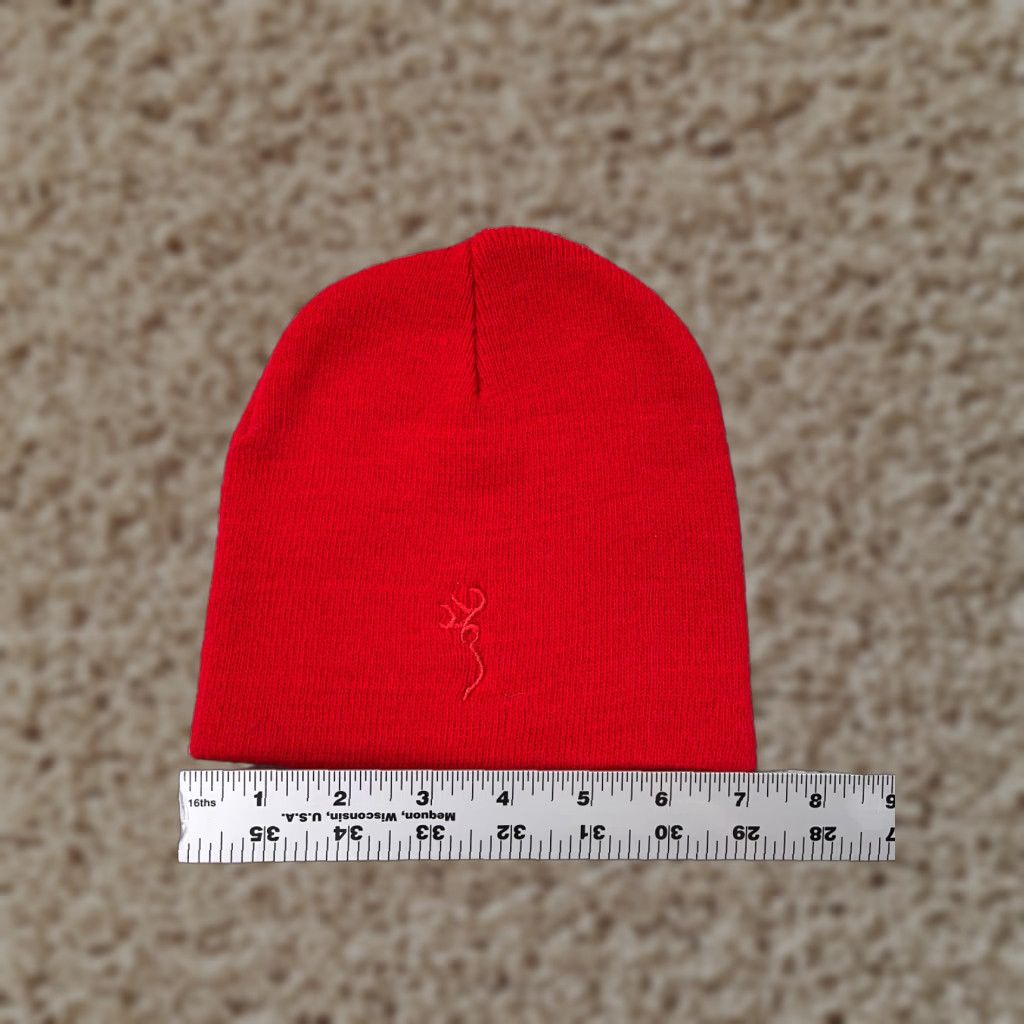 Vintage Browning Beanie Hat Adult One Size Red Knit Embroidered Buckmark Hunting Size ONE SIZE - 1 Thumbnail