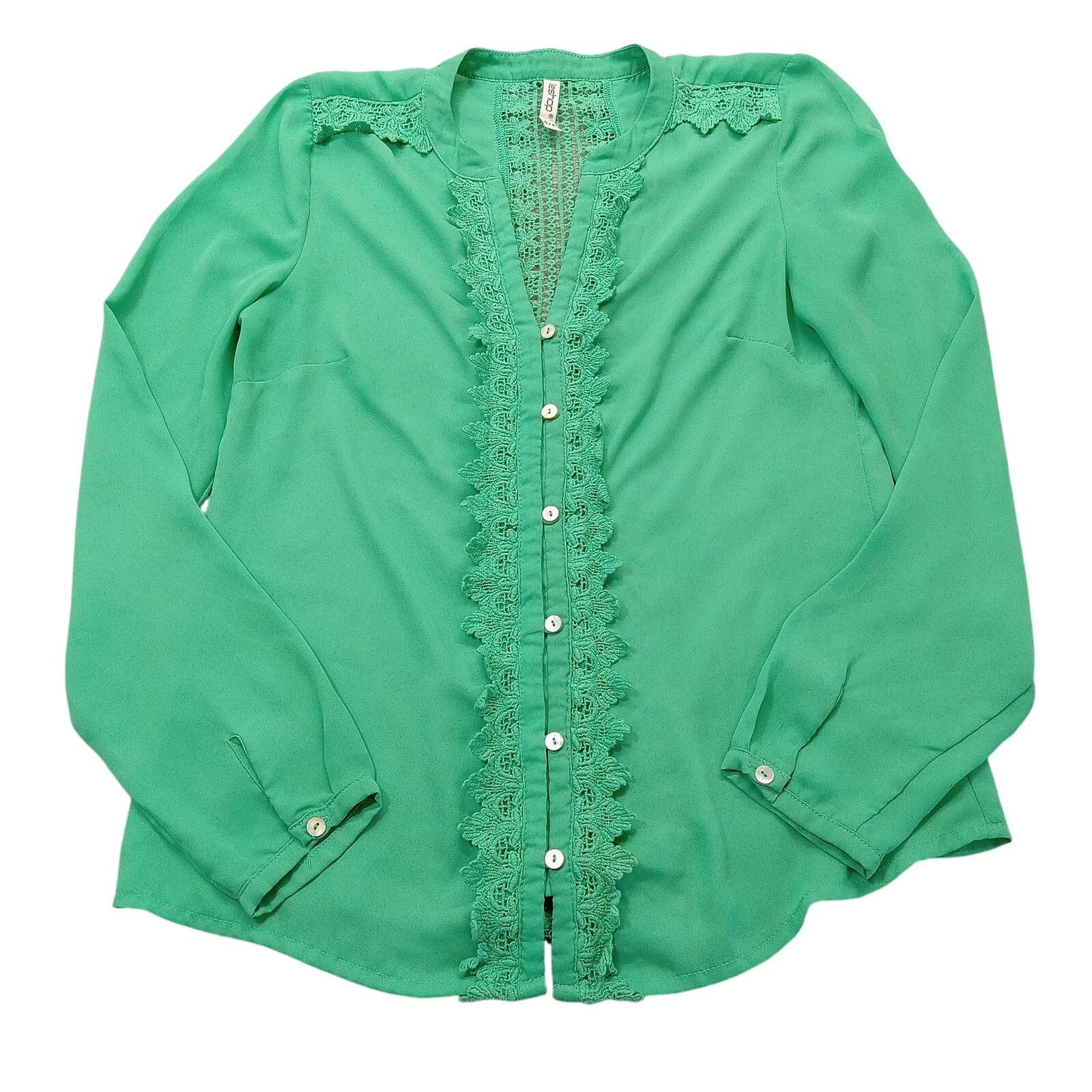 & Other Stories leshop Lace Blouse S Women's Long Sleeve Green Polyester Size S / US 4 / IT 40 - 1 Thumbnail