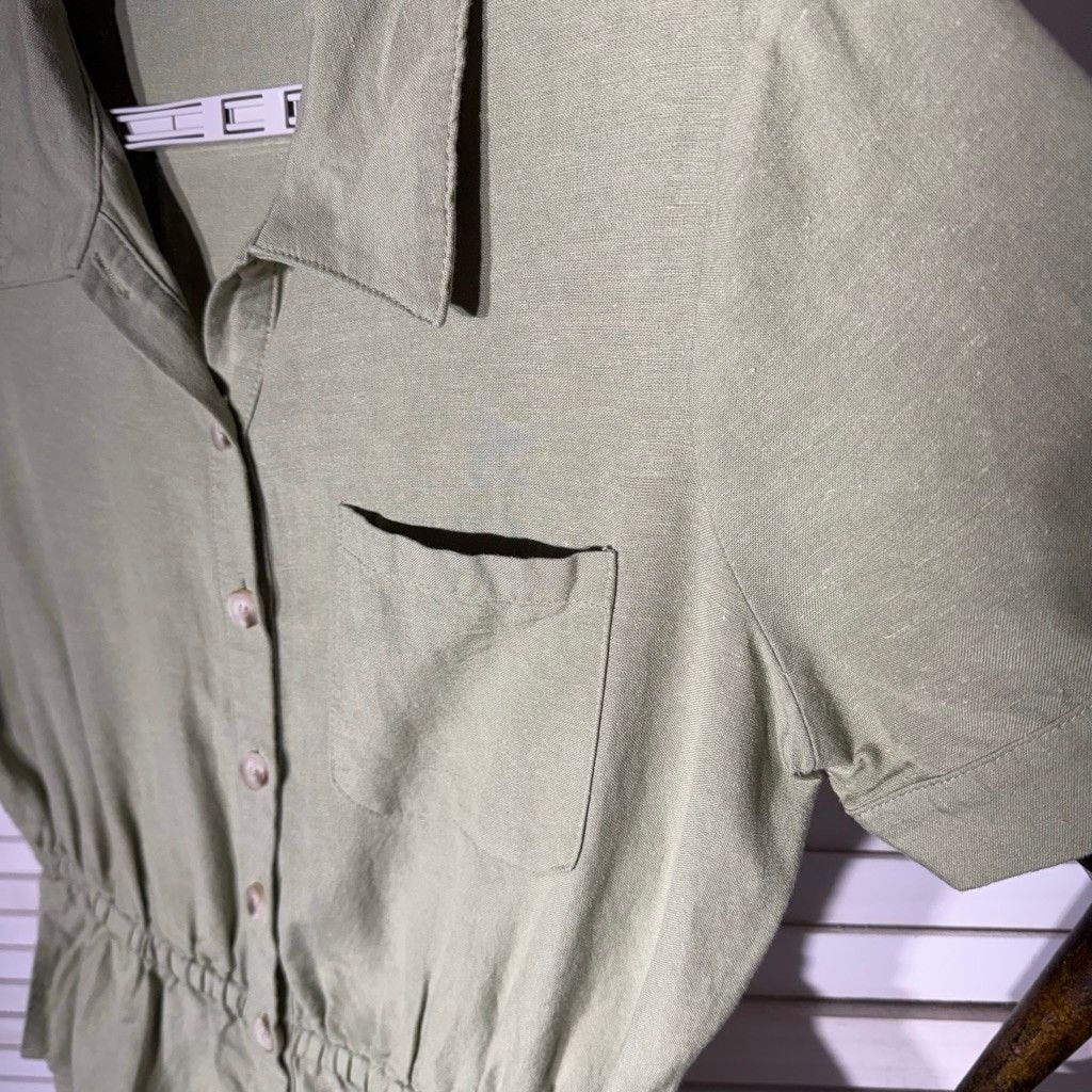 Vintage sage green romper shorts front buttons 2 side pockets sz M Size 30" / US 8 / IT 44 - 4 Thumbnail