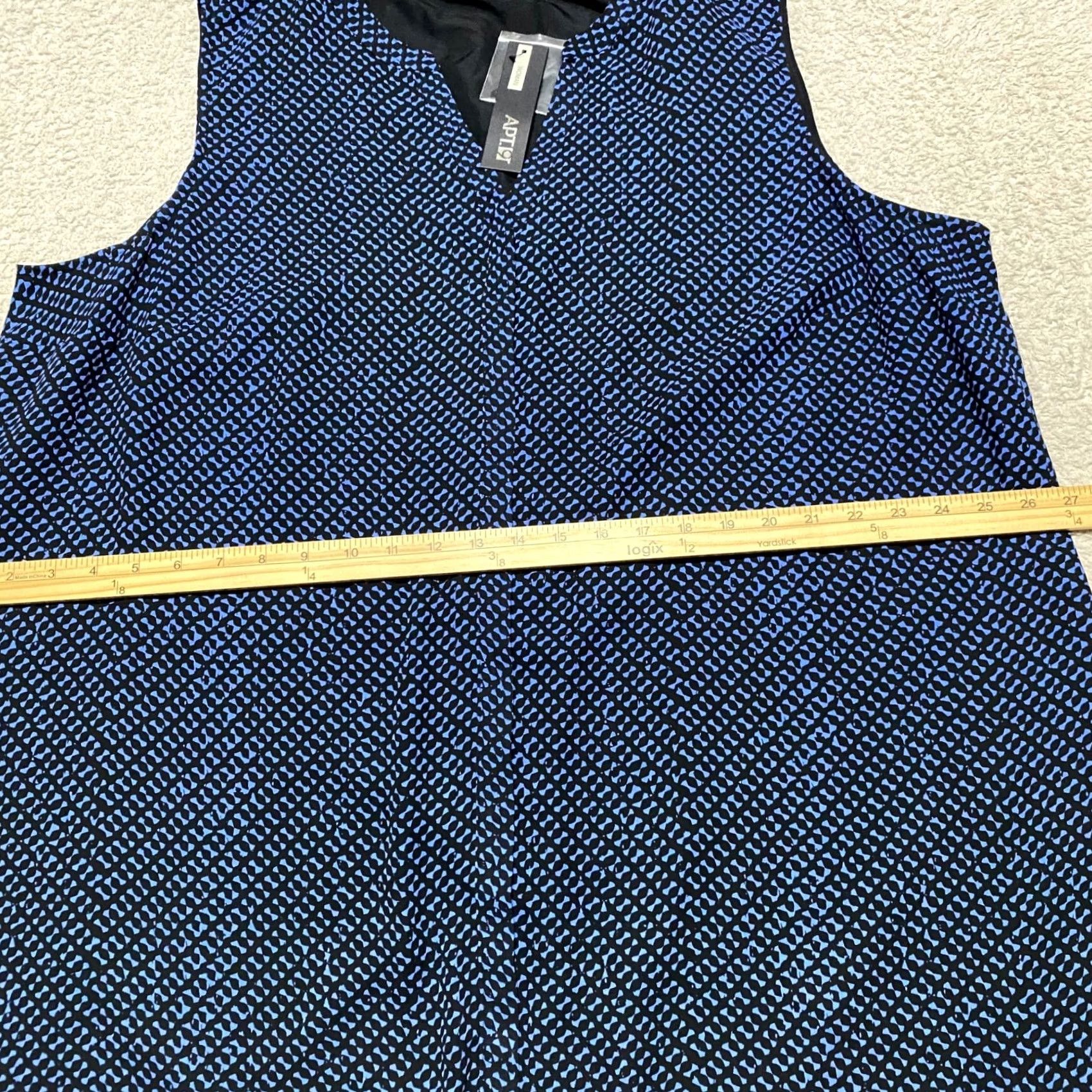 Apt. 9 NWT Apt. 9 Womens 24W Plus Shirt Dress Blue Geometric Button Up Sleeveless New Size 4XL / US 24-26 - 6 Thumbnail