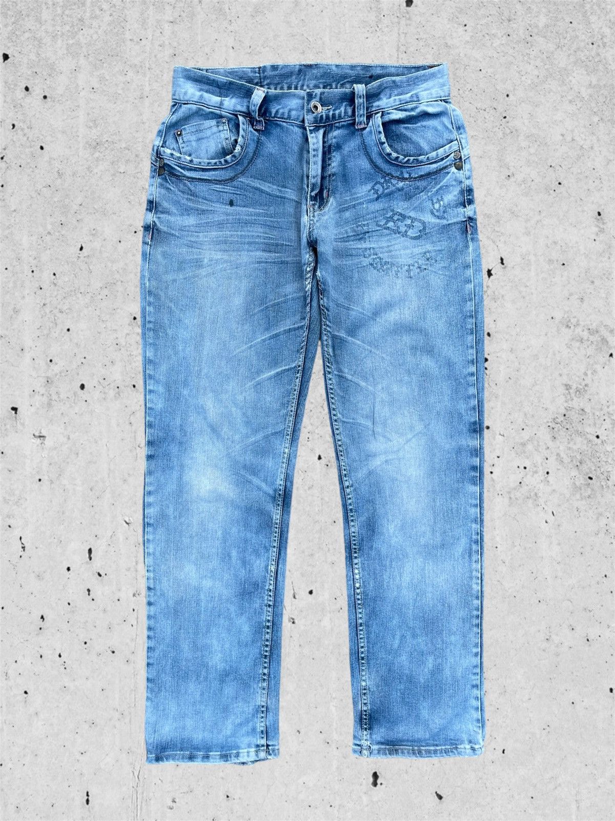 Ed Hardy × Jean 🔥 Ed Hardy Blue Distressed Denim Streetwear W31🔥 Size US 31 - 2 Thumbnail