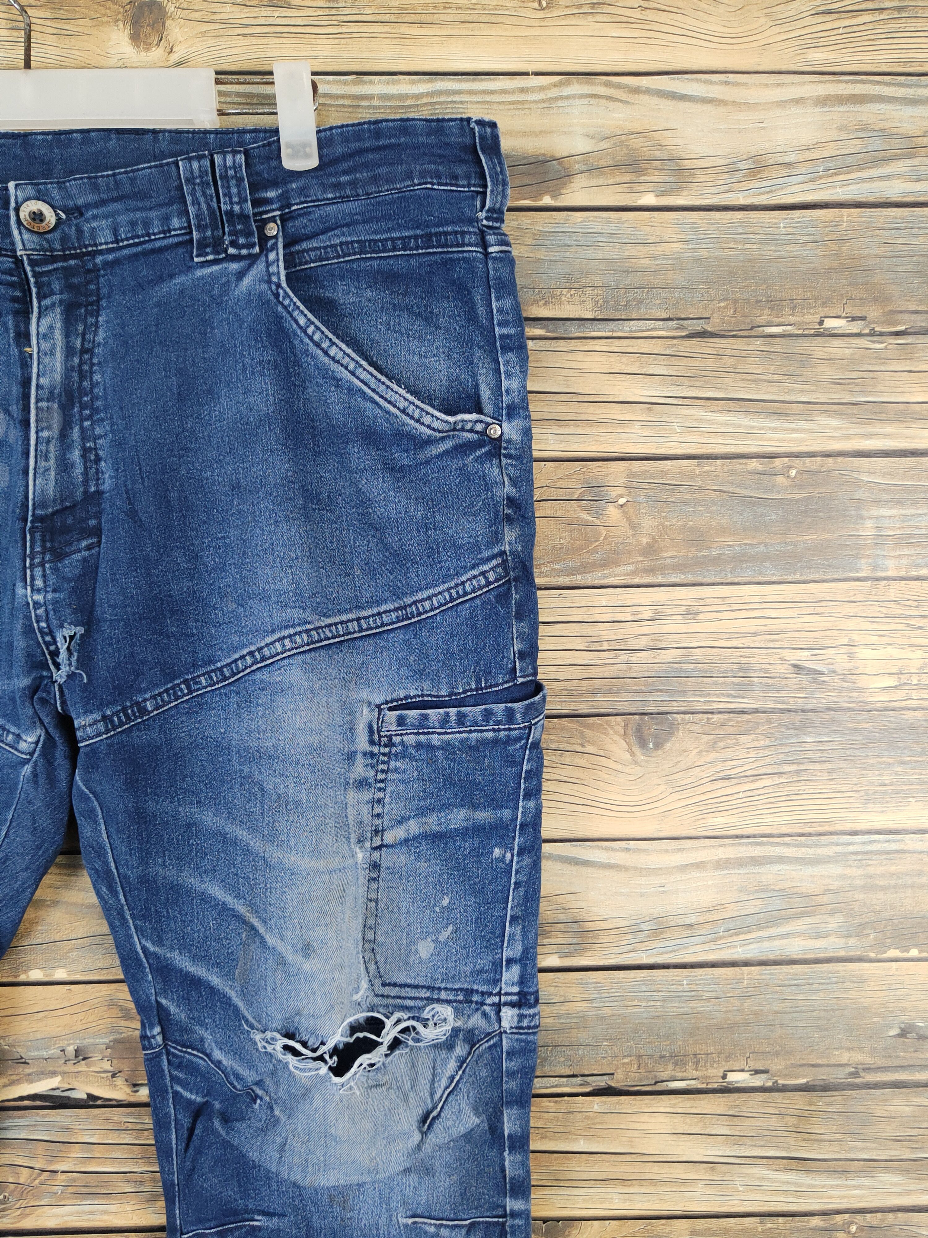 Japanese Brand FieldCore Dark Blue Distressed Ripped Jeans #W1979 Size US 39 - 5 Thumbnail
