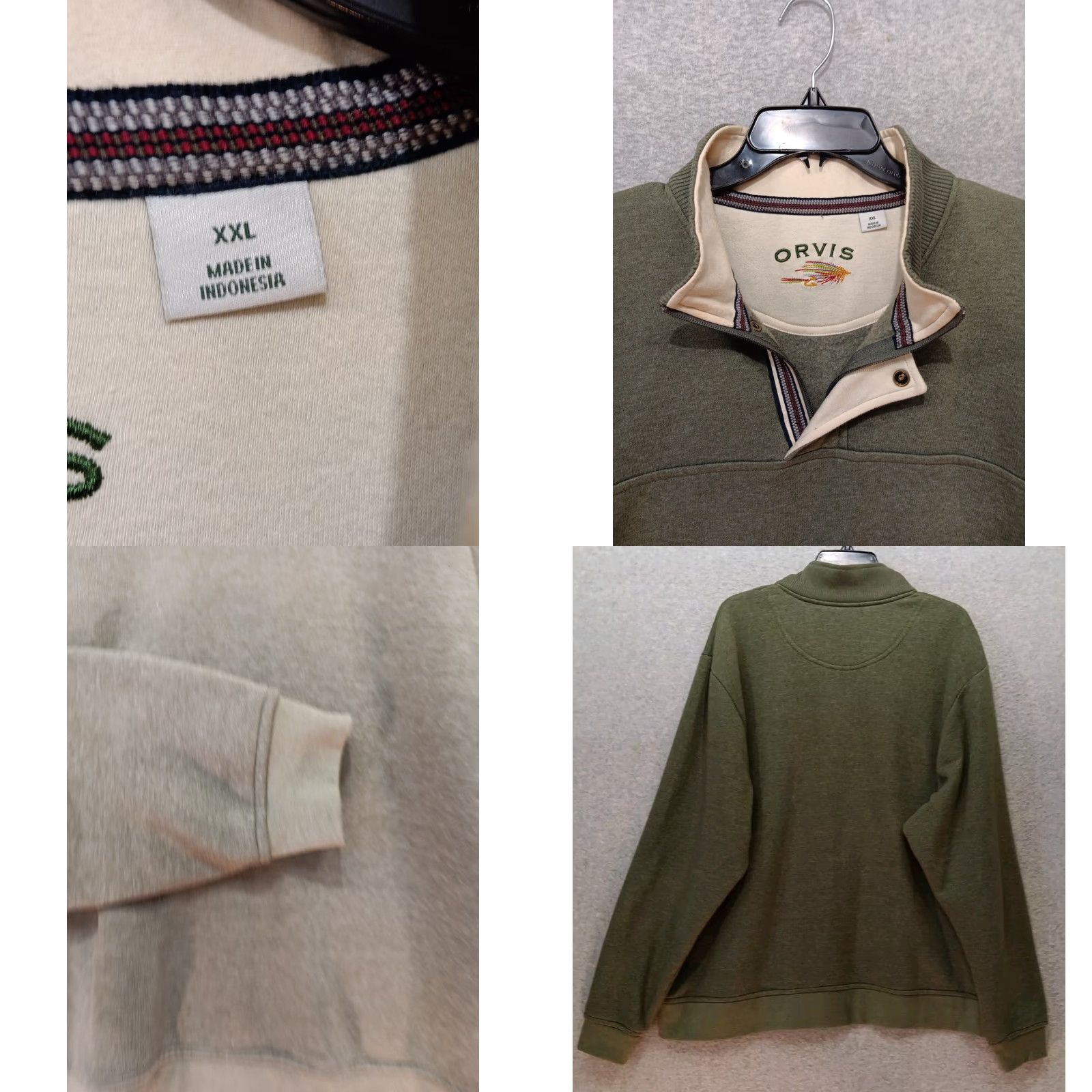 Orvis VINTAGE ORVIS Pullover Sweatshirt Mens XXL Green 1/4 Zip Snap Long Sleeve Knit Heavyweight All Seasons Casual Workwear Fish 90s Size US XXL / EU 58 / 5 - 8 Thumbnail
