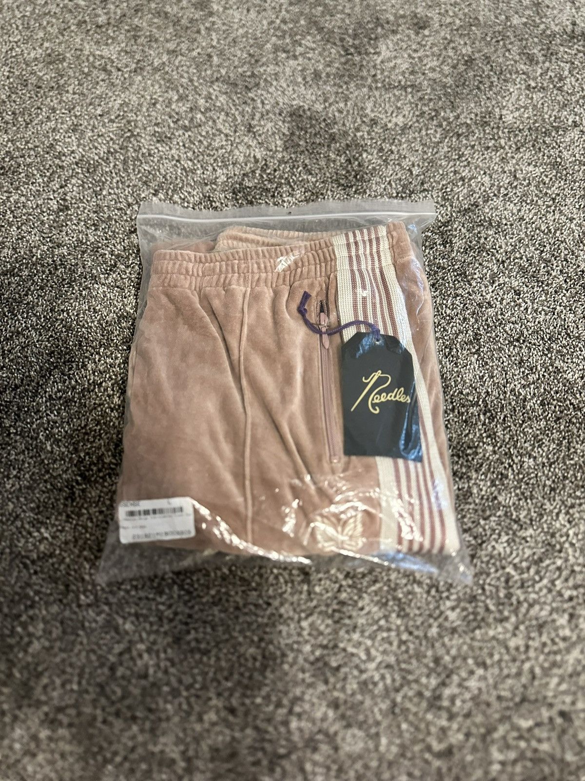 Needles SSENSE Needles Beige Embroidered Velour Track Pants Large Size US 36 / EU 52 - 1 Thumbnail
