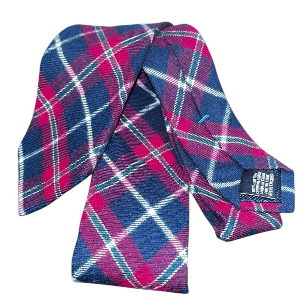 Nautica Nautica Men Tie Navy Red Green Plaid 100% Cotton Classic Size ONE SIZE - 2 Thumbnail